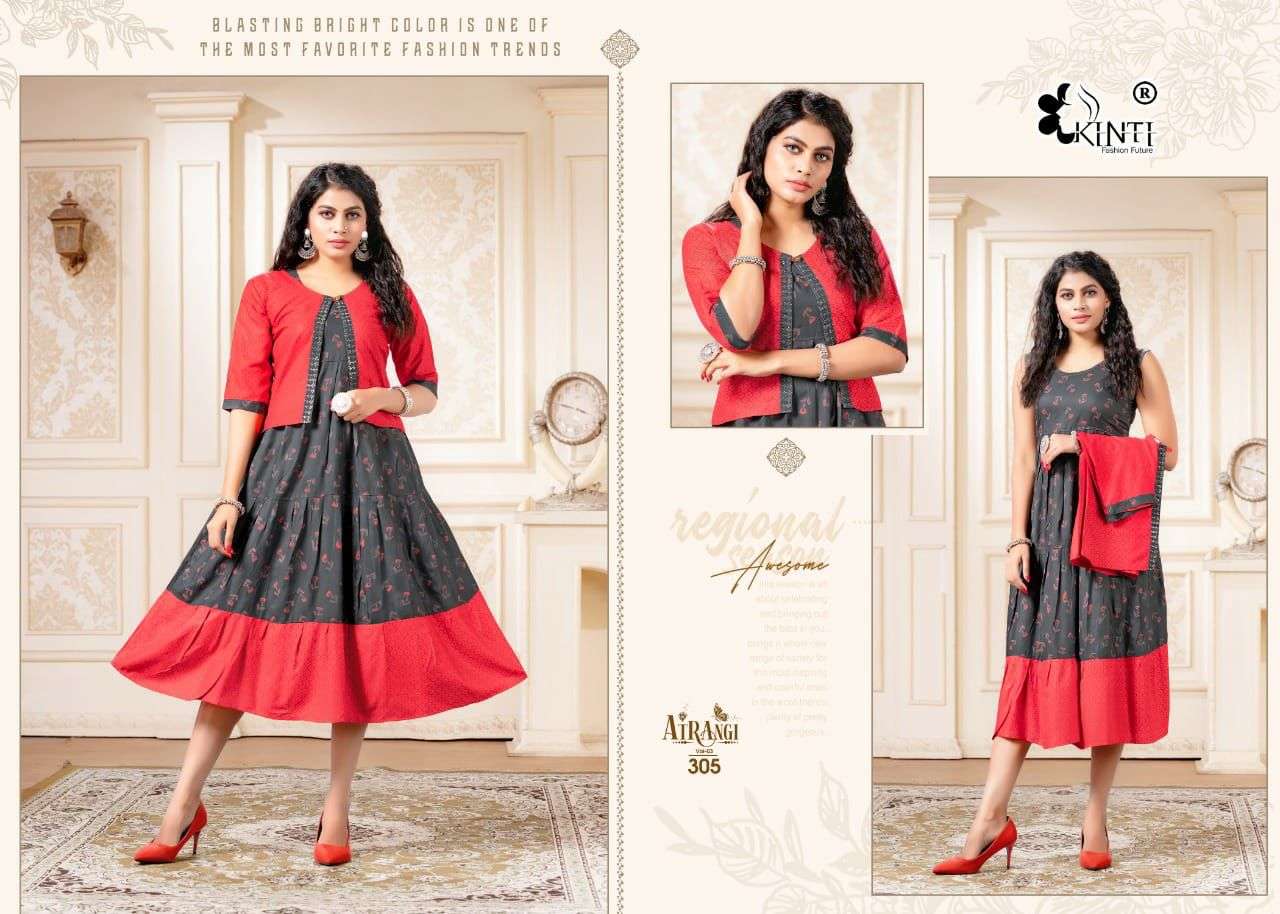 ATRANGI VOL-3 BY KINTI 301 TO 308 SERIES DESIGNER STYLISH FANCY COLORFUL BEAUTIFUL PARTY WEAR & ETHNIC WEAR COLLECTION RAYON PRINT KURTIS AT WHOLESALE PRICE