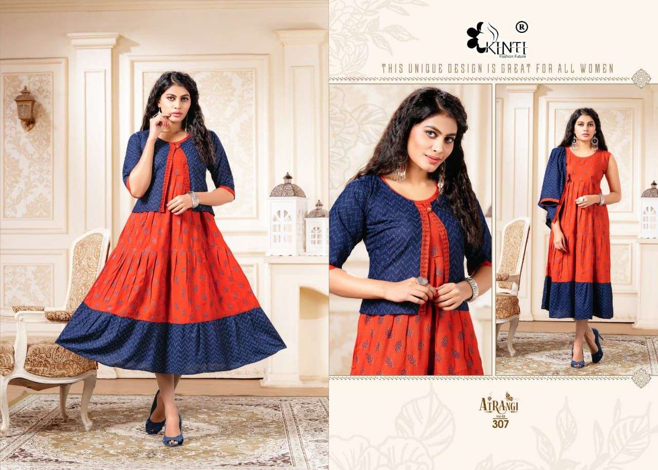 ATRANGI VOL-3 BY KINTI 301 TO 308 SERIES DESIGNER STYLISH FANCY COLORFUL BEAUTIFUL PARTY WEAR & ETHNIC WEAR COLLECTION RAYON PRINT KURTIS AT WHOLESALE PRICE