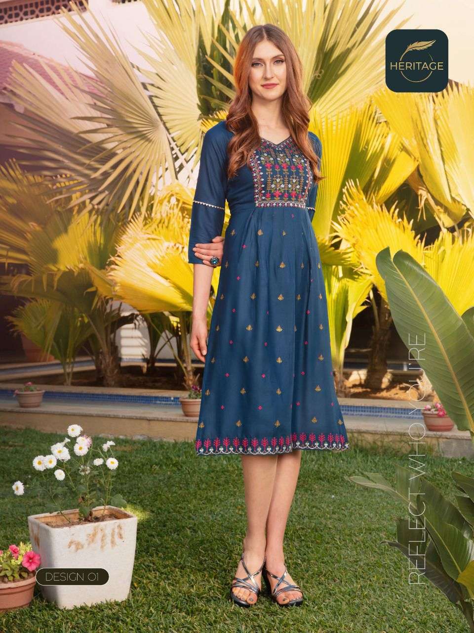 CHERISH BY HERITAGE 01 TO 08 SERIES DESIGNER STYLISH FANCY COLORFUL BEAUTIFUL PARTY WEAR & ETHNIC WEAR COLLECTION RAYON EMBROIDERY KURTIS AT WHOLESALE PRICE