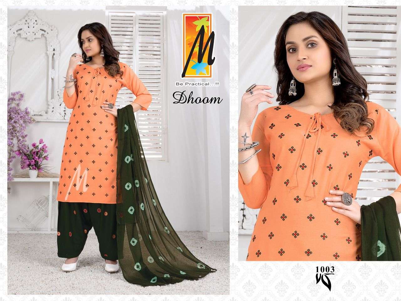 DHOOM BY MASTER 1001 TO 1008 SERIES BEAUTIFUL PATIYALA SUITS COLORFUL STYLISH FANCY CASUAL WEAR & ETHNIC WEAR RAYON PRINT DRESSES AT WHOLESALE PRICE