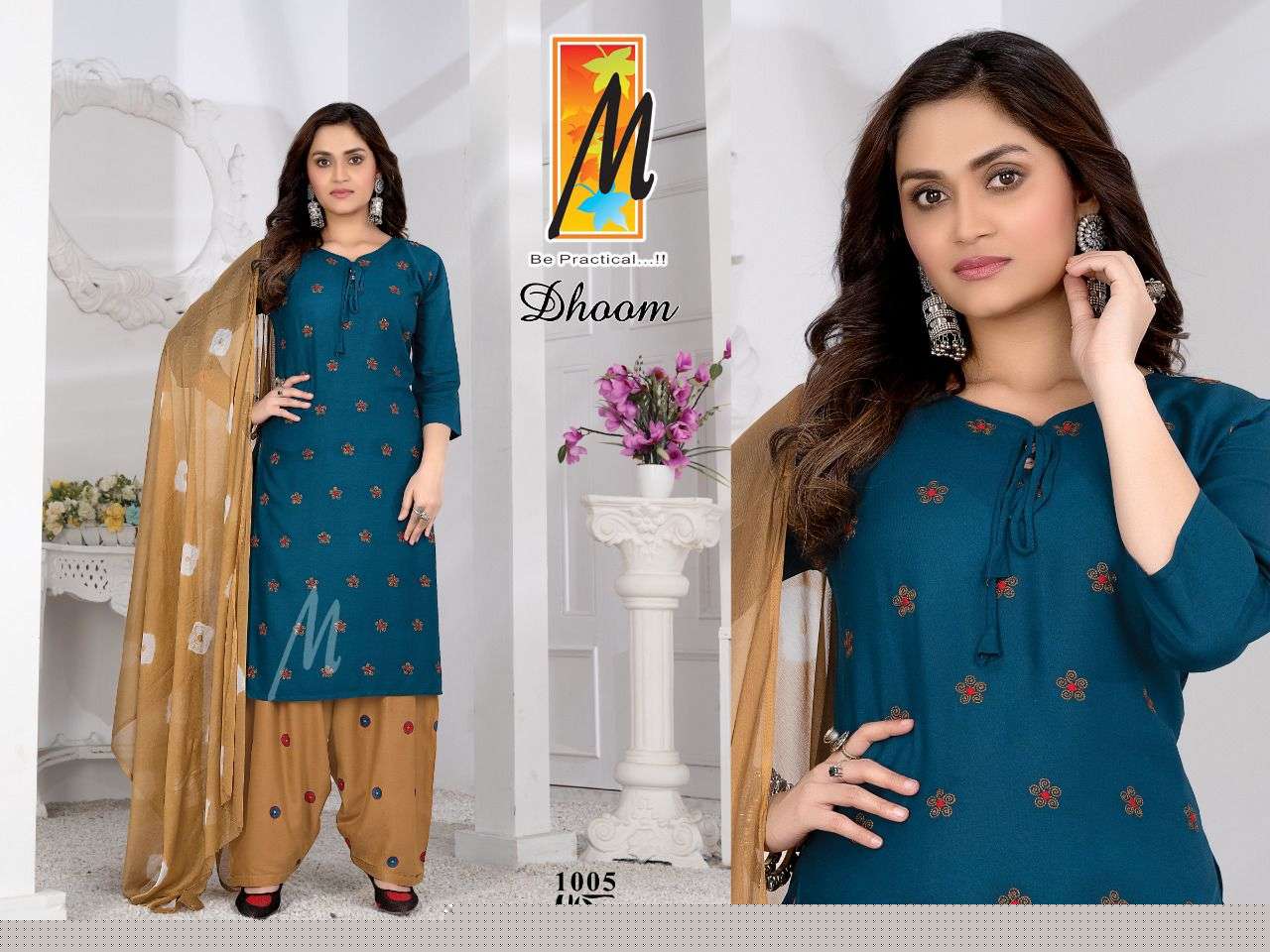 DHOOM BY MASTER 1001 TO 1008 SERIES BEAUTIFUL PATIYALA SUITS COLORFUL STYLISH FANCY CASUAL WEAR & ETHNIC WEAR RAYON PRINT DRESSES AT WHOLESALE PRICE