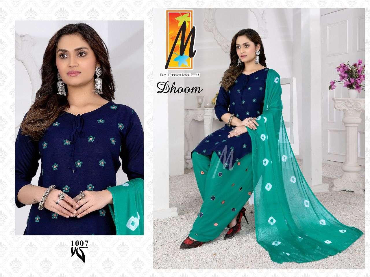DHOOM BY MASTER 1001 TO 1008 SERIES BEAUTIFUL PATIYALA SUITS COLORFUL STYLISH FANCY CASUAL WEAR & ETHNIC WEAR RAYON PRINT DRESSES AT WHOLESALE PRICE