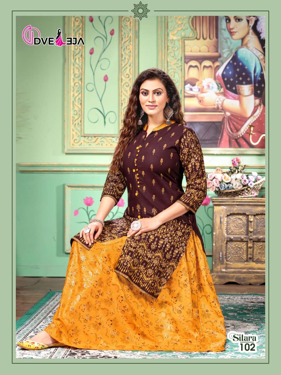 SITARA BY DVEEJA 101 TO 108 SERIES DESIGNER STYLISH FANCY COLORFUL BEAUTIFUL PARTY WEAR & ETHNIC WEAR COLLECTION HEAVY RAYON KURTIS WITH BOTTOM AT WHOLESALE PRICE