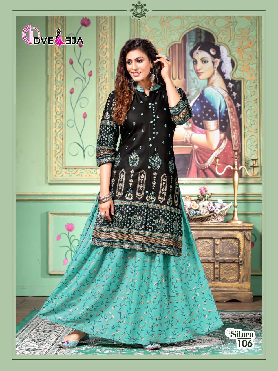 SITARA BY DVEEJA 101 TO 108 SERIES DESIGNER STYLISH FANCY COLORFUL BEAUTIFUL PARTY WEAR & ETHNIC WEAR COLLECTION HEAVY RAYON KURTIS WITH BOTTOM AT WHOLESALE PRICE