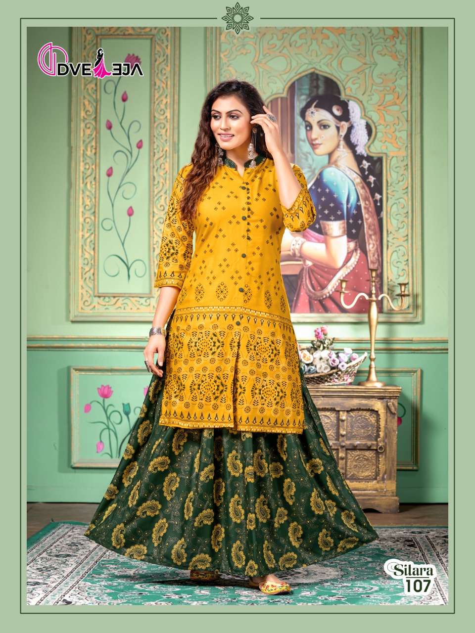 SITARA BY DVEEJA 101 TO 108 SERIES DESIGNER STYLISH FANCY COLORFUL BEAUTIFUL PARTY WEAR & ETHNIC WEAR COLLECTION HEAVY RAYON KURTIS WITH BOTTOM AT WHOLESALE PRICE