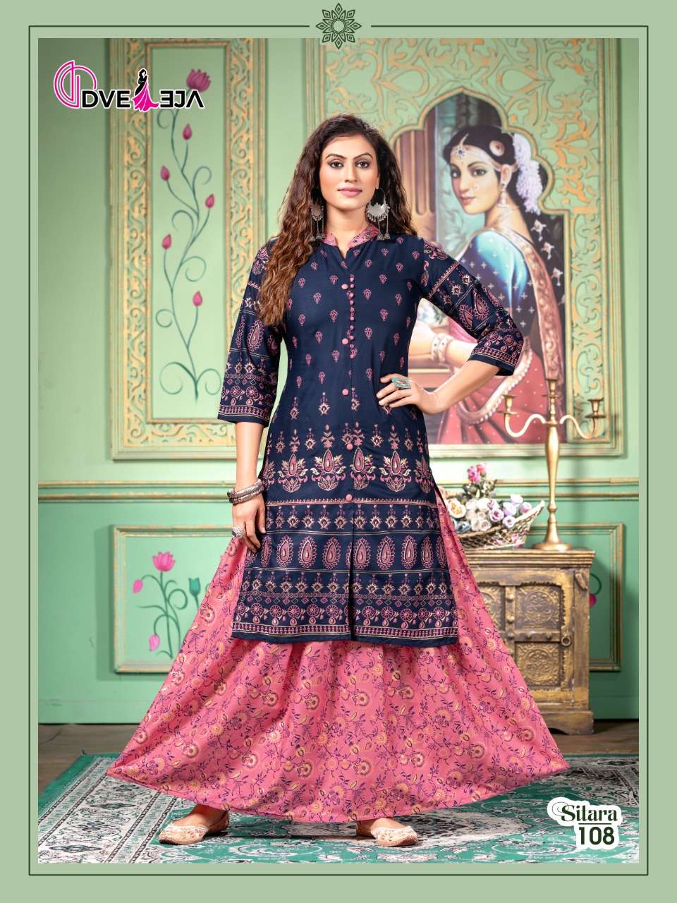 SITARA BY DVEEJA 101 TO 108 SERIES DESIGNER STYLISH FANCY COLORFUL BEAUTIFUL PARTY WEAR & ETHNIC WEAR COLLECTION HEAVY RAYON KURTIS WITH BOTTOM AT WHOLESALE PRICE