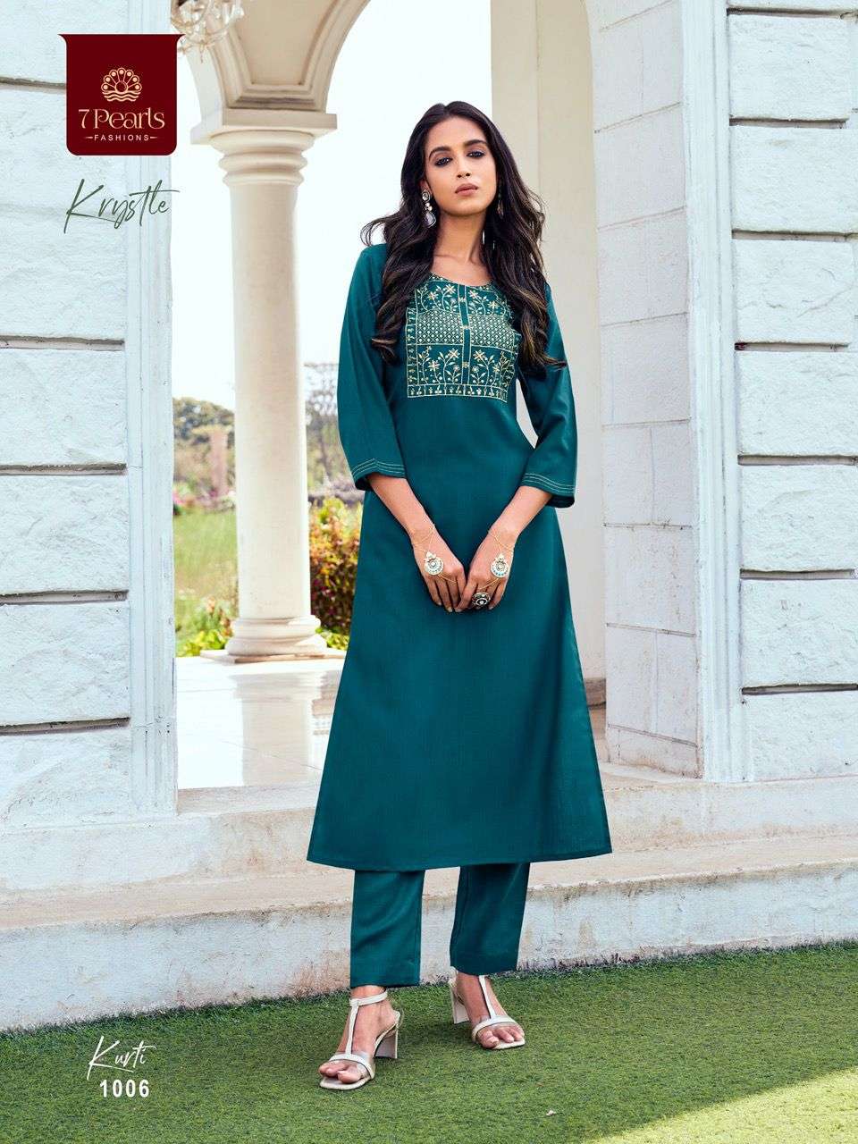 KRYSTLE BY 7 PEARLS 1001 TO 1006 SERIES DESIGNER STYLISH FANCY COLORFUL BEAUTIFUL PARTY WEAR & ETHNIC WEAR COLLECTION VISCOSE EMBROIDERY KURTIS AT WHOLESALE PRICE