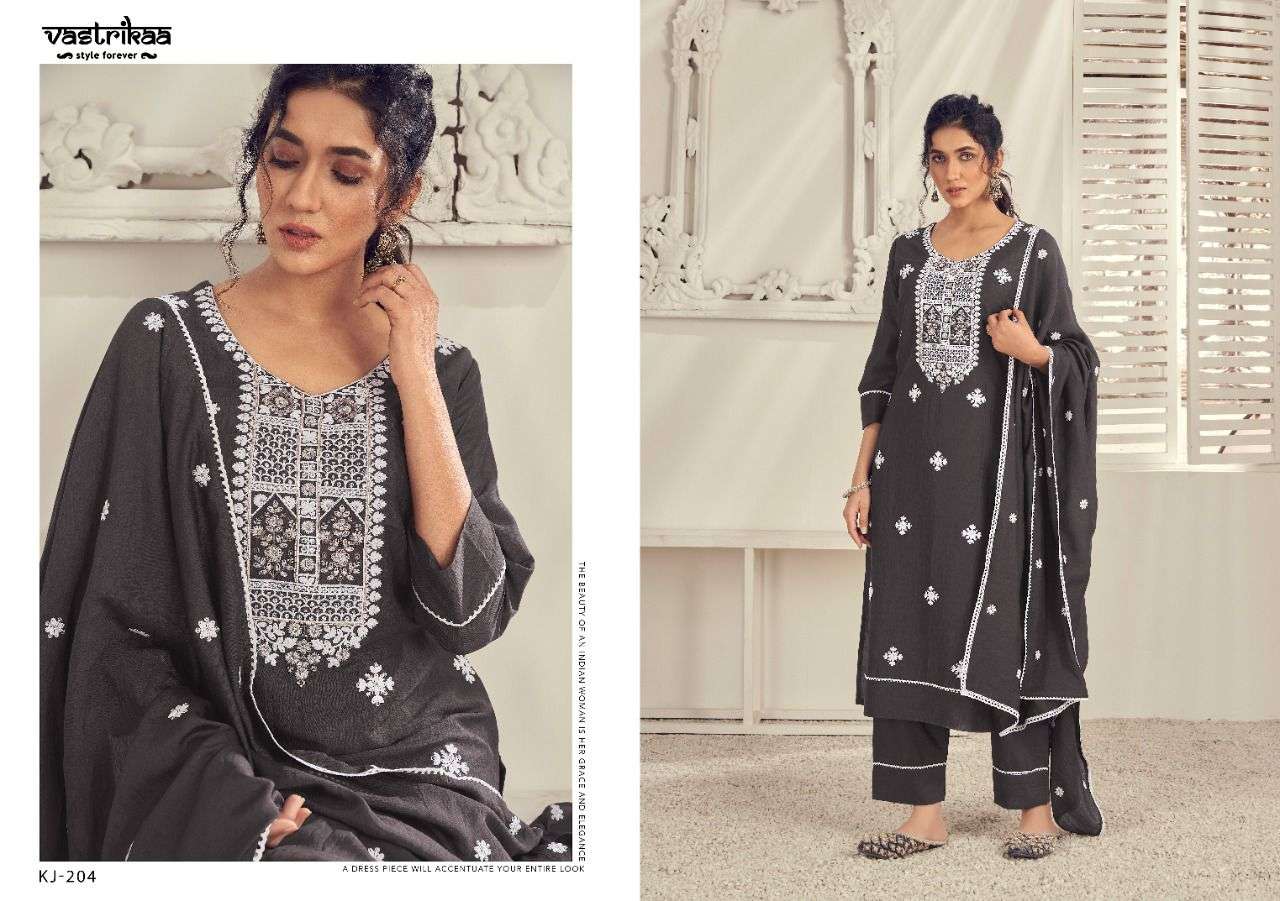 NOOR BY VASTRIKAA 204 TO 209 SERIES BEAUTIFUL SUITS COLORFUL STYLISH FANCY CASUAL WEAR & ETHNIC WEAR CHINNON SILK DRESSES AT WHOLESALE PRICE