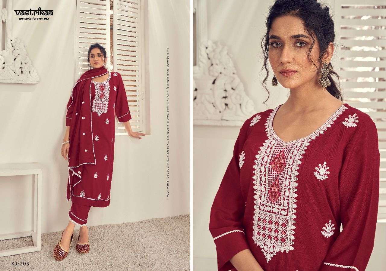 NOOR BY VASTRIKAA 204 TO 209 SERIES BEAUTIFUL SUITS COLORFUL STYLISH FANCY CASUAL WEAR & ETHNIC WEAR CHINNON SILK DRESSES AT WHOLESALE PRICE