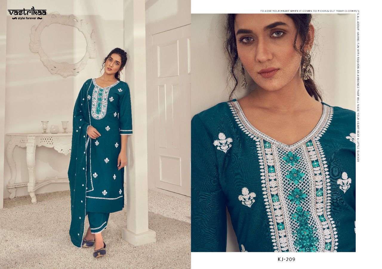 NOOR BY VASTRIKAA 204 TO 209 SERIES BEAUTIFUL SUITS COLORFUL STYLISH FANCY CASUAL WEAR & ETHNIC WEAR CHINNON SILK DRESSES AT WHOLESALE PRICE