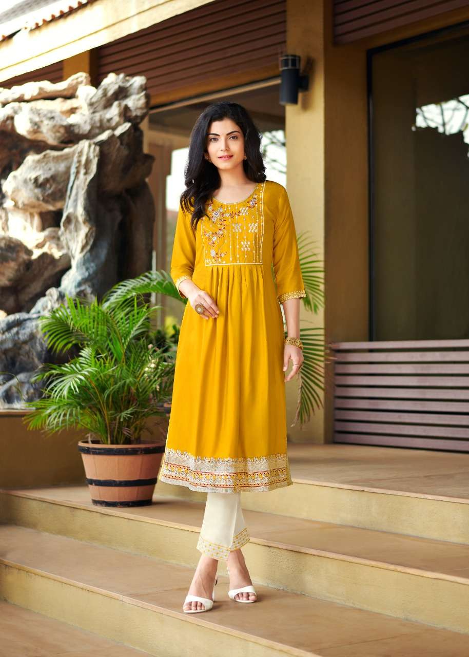 MARIYA VOL-3 BY RANGJYOT FASHION 2017 TO 2024 SERIES DESIGNER STYLISH FANCY COLORFUL BEAUTIFUL PARTY WEAR & ETHNIC WEAR COLLECTION HEAVY RAYON KURTIS WITH BOTTOM AT WHOLESALE PRICE