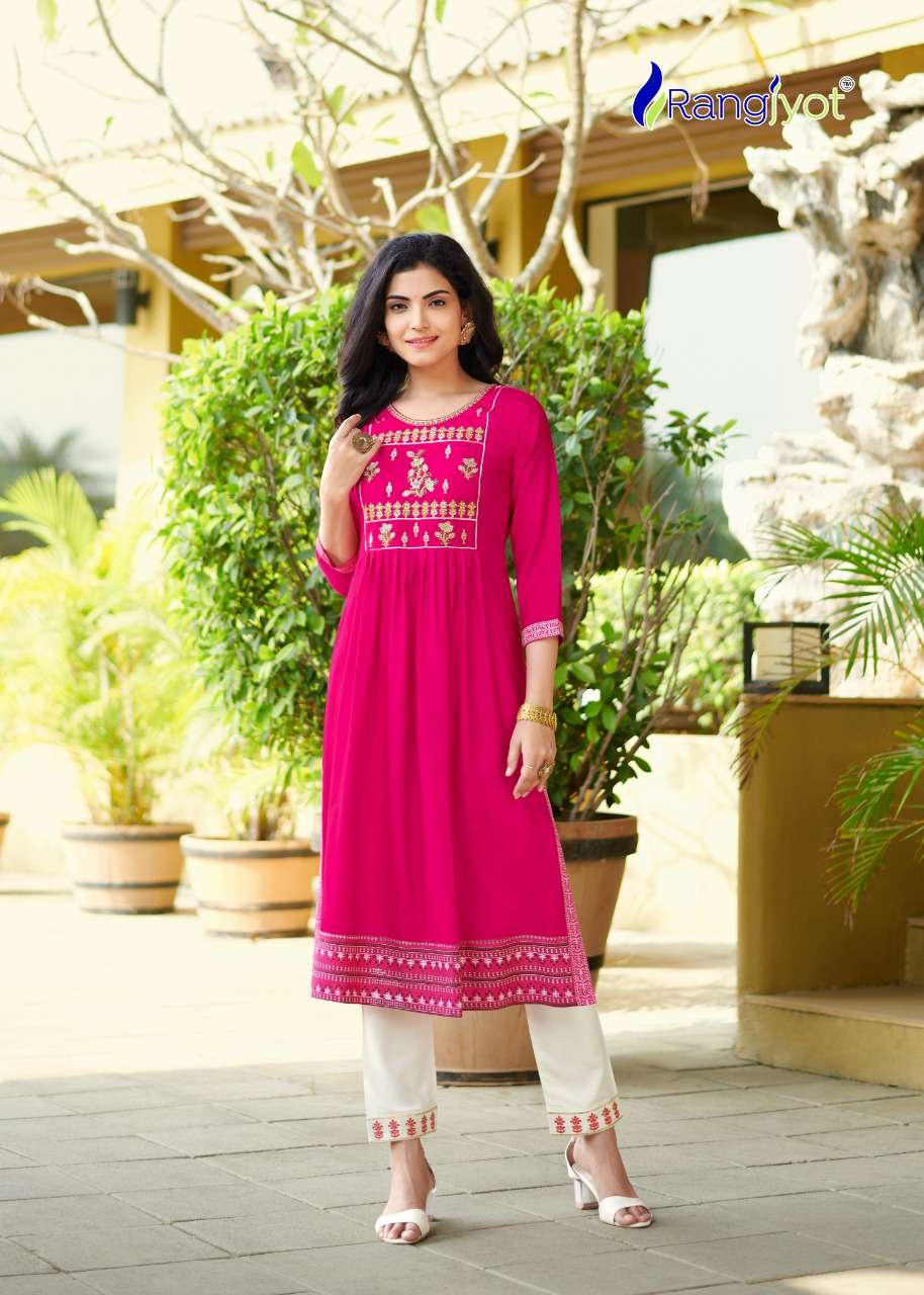 MARIYA VOL-3 BY RANGJYOT FASHION 2017 TO 2024 SERIES DESIGNER STYLISH FANCY COLORFUL BEAUTIFUL PARTY WEAR & ETHNIC WEAR COLLECTION HEAVY RAYON KURTIS WITH BOTTOM AT WHOLESALE PRICE