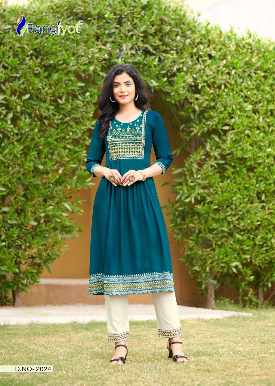 MARIYA VOL-3 BY RANGJYOT FASHION 2017 TO 2024 SERIES DESIGNER STYLISH FANCY COLORFUL BEAUTIFUL PARTY WEAR & ETHNIC WEAR COLLECTION HEAVY RAYON KURTIS WITH BOTTOM AT WHOLESALE PRICE