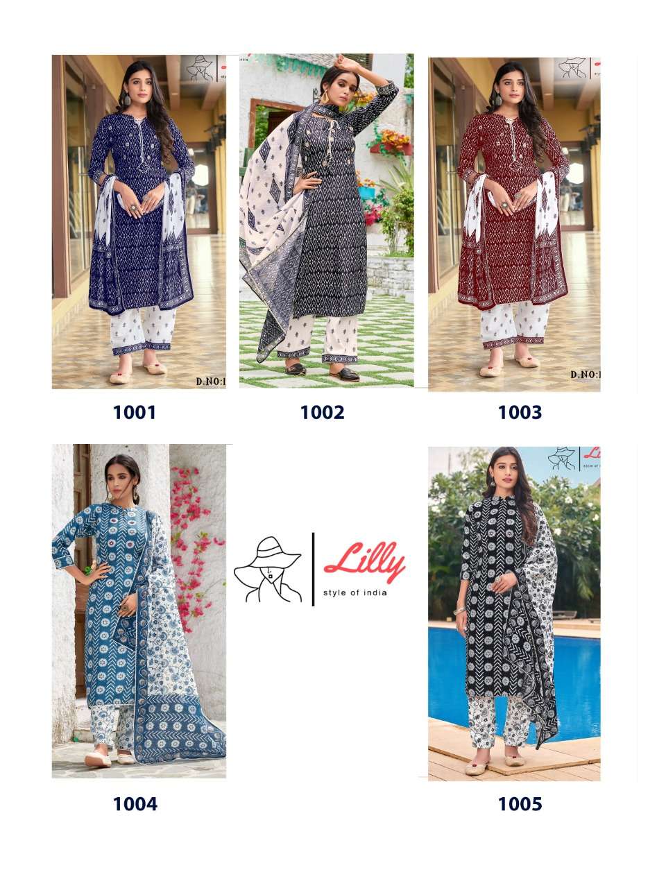 THE KASHMIR FILES BY LILLY 1001 TO 1005 SERIES BEAUTIFUL SUITS COLORFUL STYLISH FANCY CASUAL WEAR & ETHNIC WEAR LINEN SLUB COTTON PRINT DRESSES AT WHOLESALE PRICE
