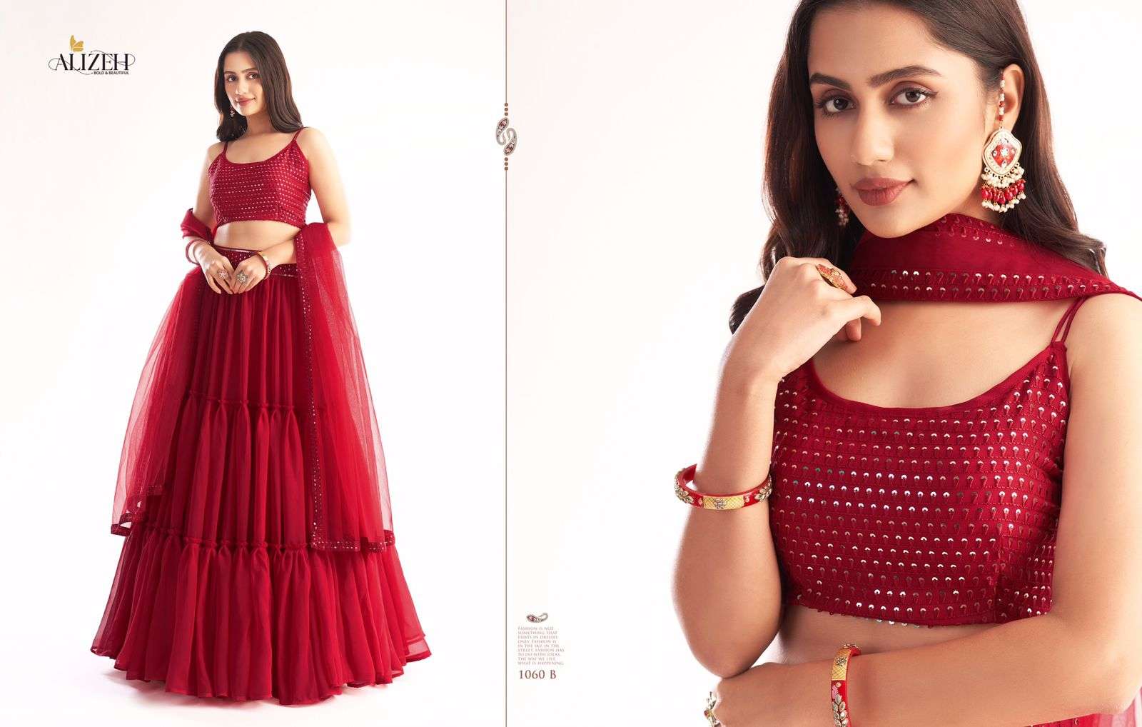ENGAGEMENT READY TO WEAR BY ALIZEH 1060-A TO 1060-E SERIES DESIGNER BEAUTIFUL NAVRATRI COLLECTION OCCASIONAL WEAR & PARTY WEAR FANCY LEHENGAS AT WHOLESALE PRICE