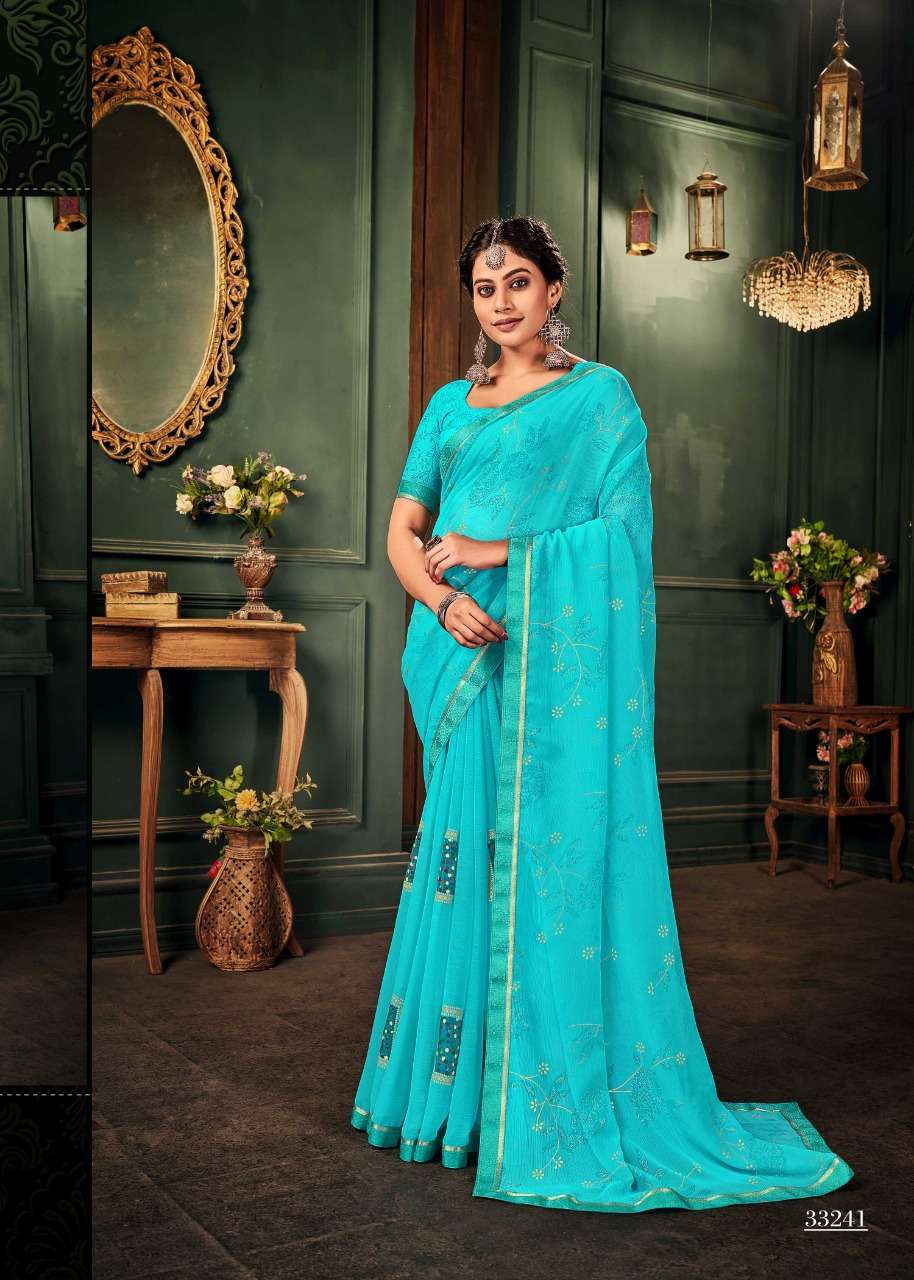 FAMOUS VOL-2 BY VALLABHI PRINTS 30240 TO 30247 SERIES INDIAN TRADITIONAL WEAR COLLECTION BEAUTIFUL STYLISH FANCY COLORFUL PARTY WEAR & OCCASIONAL WEAR CHIFFON SAREES AT WHOLESALE PRICE