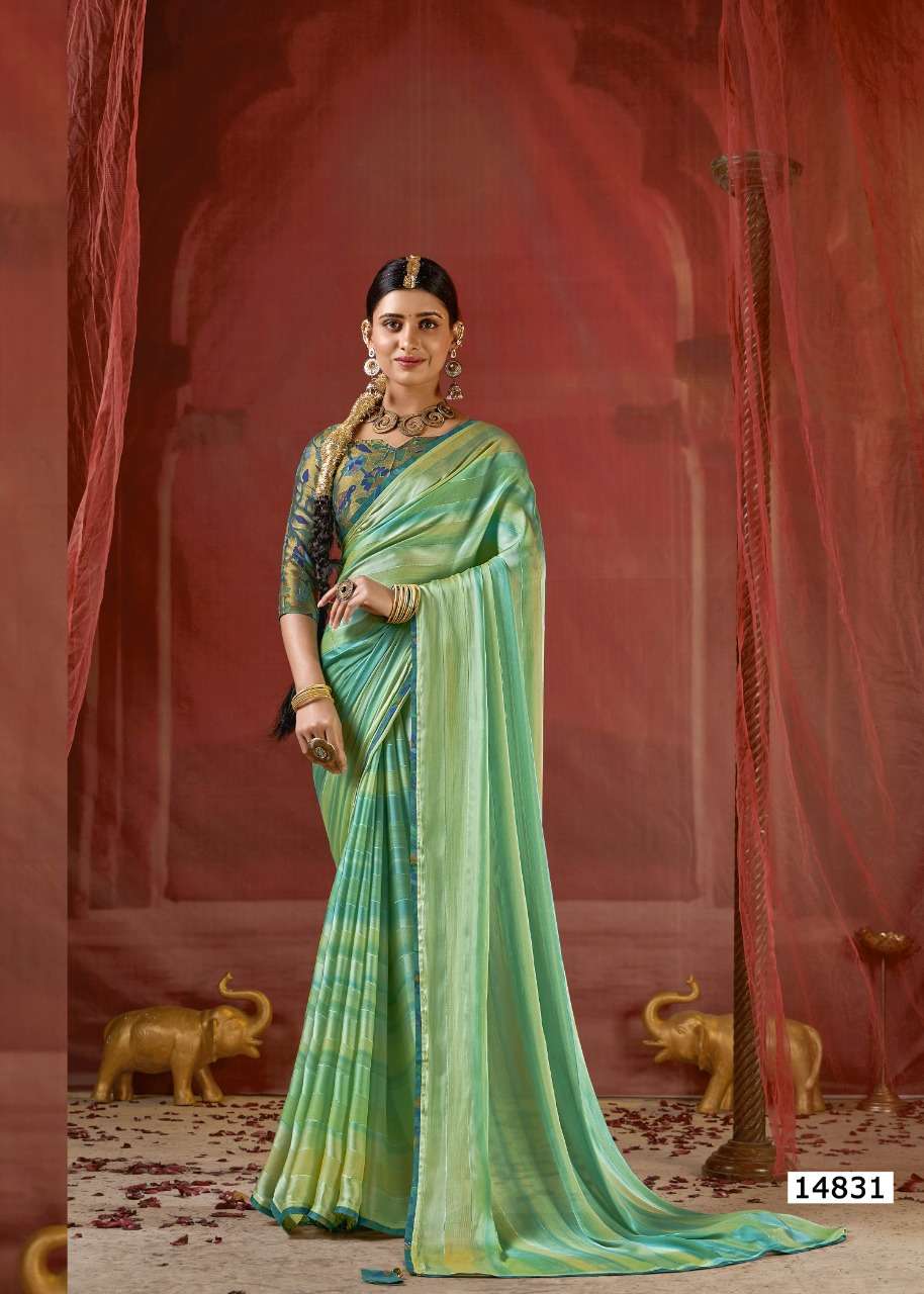 SURILI VOL-2 BY VALLABHI PRINTS 14831 TO 14838 SERIES INDIAN TRADITIONAL WEAR COLLECTION BEAUTIFUL STYLISH FANCY COLORFUL PARTY WEAR & OCCASIONAL WEAR CHIFFON PRINT SAREES AT WHOLESALE PRICE