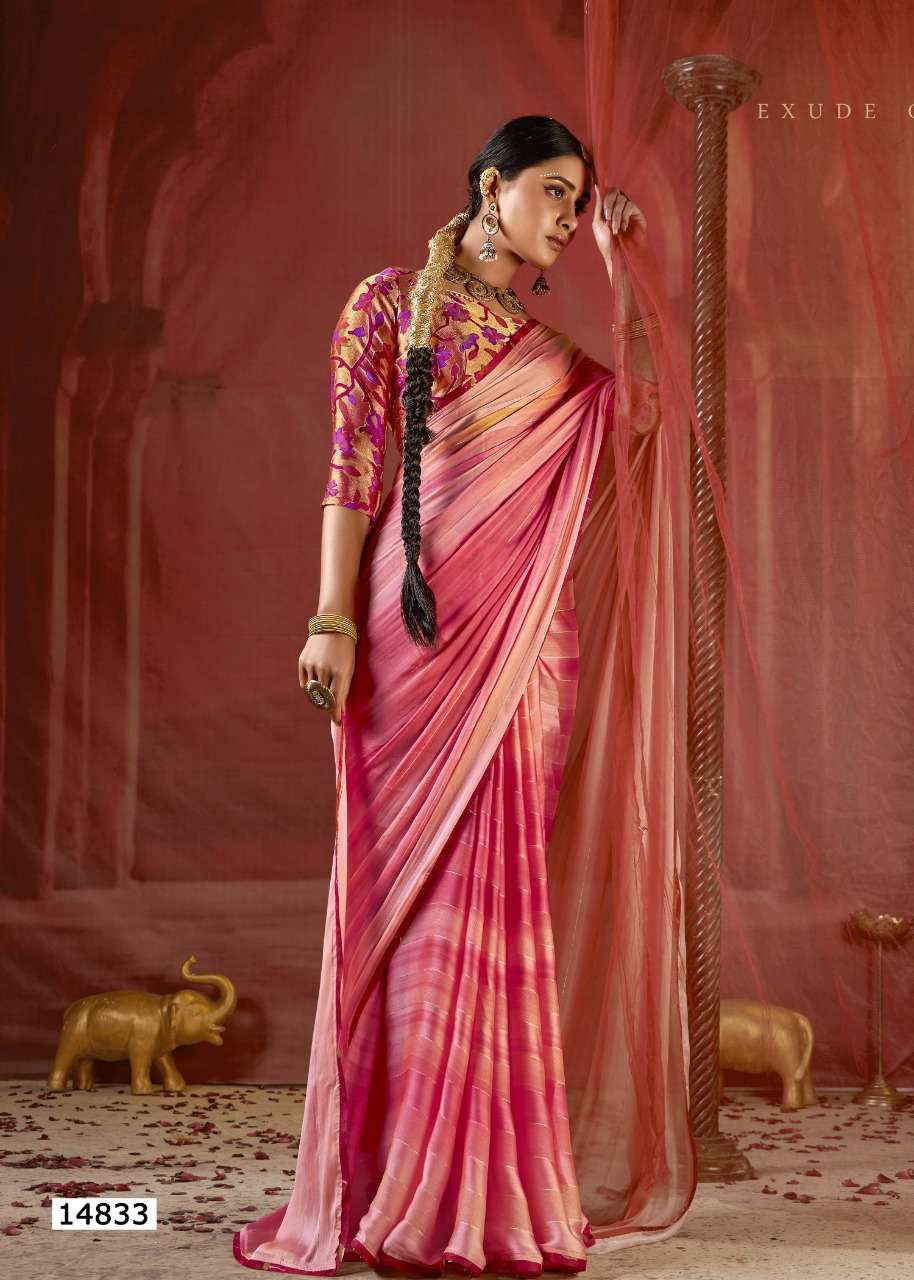 SURILI VOL-2 BY VALLABHI PRINTS 14831 TO 14838 SERIES INDIAN TRADITIONAL WEAR COLLECTION BEAUTIFUL STYLISH FANCY COLORFUL PARTY WEAR & OCCASIONAL WEAR CHIFFON PRINT SAREES AT WHOLESALE PRICE