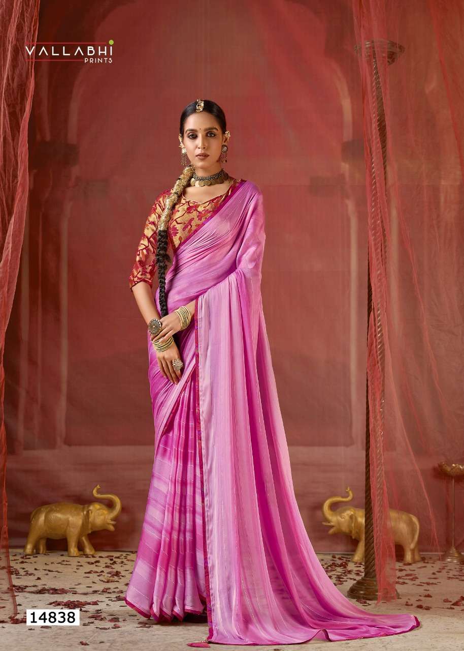 SURILI VOL-2 BY VALLABHI PRINTS 14831 TO 14838 SERIES INDIAN TRADITIONAL WEAR COLLECTION BEAUTIFUL STYLISH FANCY COLORFUL PARTY WEAR & OCCASIONAL WEAR CHIFFON PRINT SAREES AT WHOLESALE PRICE