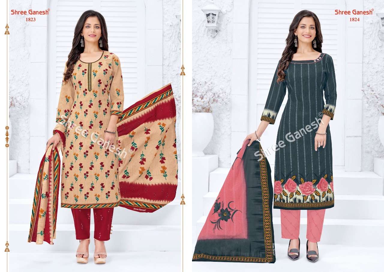 SAMAIYRA VOL-8 BY SHREE GANESH 1801 TO 1828 SERIES INDIAN TRADITIONAL WEAR COLLECTION BEAUTIFUL STYLISH FANCY COLORFUL PARTY WEAR & OCCASIONAL WEAR PURE COTTON PRINT DRESSES AT WHOLESALE PRICE
