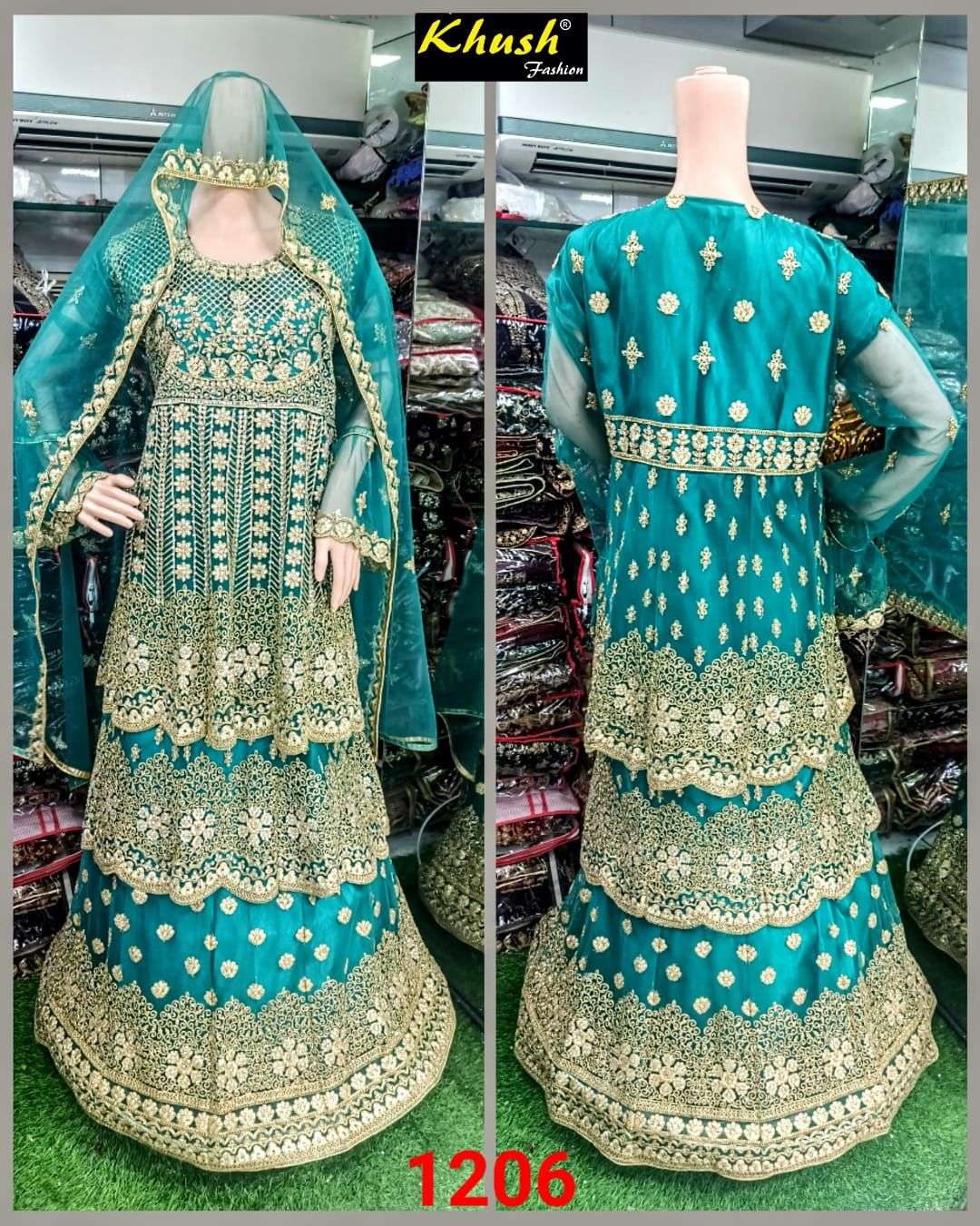 KHUSH 1206 COLOURS BY KHUSH FASHION 1206-A TO 1206-D SERIES BEAUTIFUL SUITS STYLISH COLORFUL FANCY CASUAL WEAR & ETHNIC WEAR NET EMBROIDERED DRESSES AT WHOLESALE PRICE