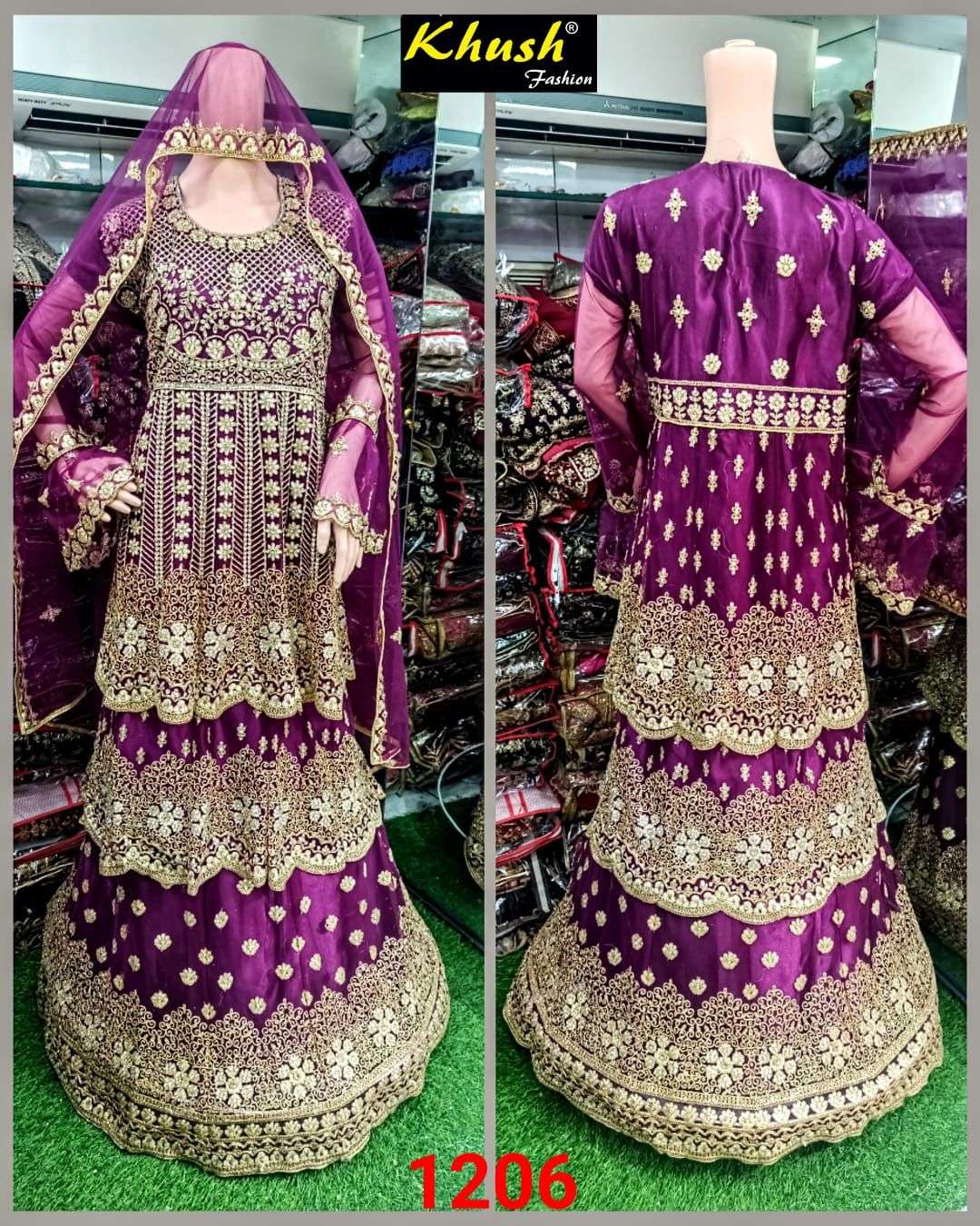 KHUSH 1206 COLOURS BY KHUSH FASHION 1206-A TO 1206-D SERIES BEAUTIFUL SUITS STYLISH COLORFUL FANCY CASUAL WEAR & ETHNIC WEAR NET EMBROIDERED DRESSES AT WHOLESALE PRICE