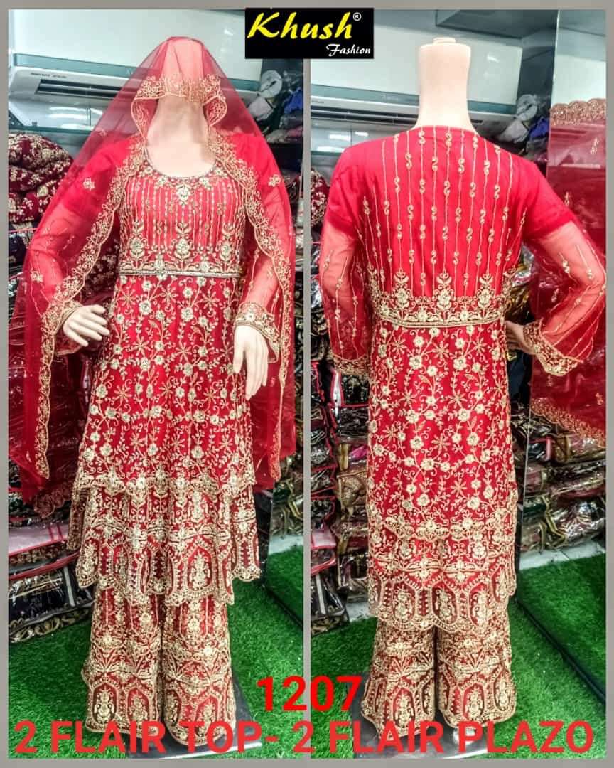 KHUSH 1207 COLOURS BY KHUSH FASHION 1207-A TO 1207-D SERIES BEAUTIFUL SUITS STYLISH COLORFUL FANCY CASUAL WEAR & ETHNIC WEAR NET EMBROIDERED DRESSES AT WHOLESALE PRICE