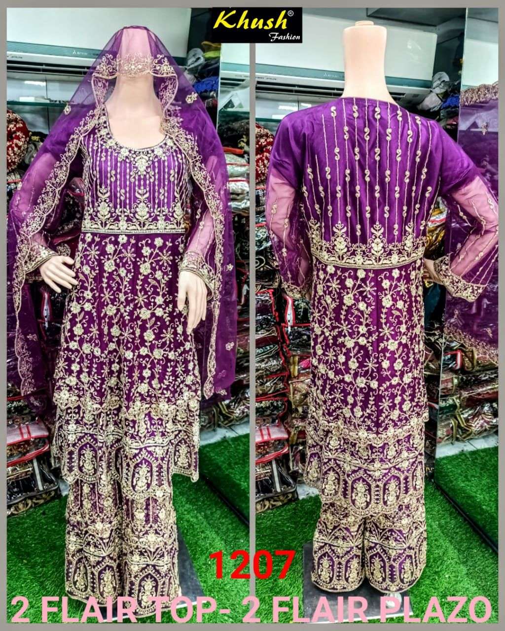 KHUSH 1207 COLOURS BY KHUSH FASHION 1207-A TO 1207-D SERIES BEAUTIFUL SUITS STYLISH COLORFUL FANCY CASUAL WEAR & ETHNIC WEAR NET EMBROIDERED DRESSES AT WHOLESALE PRICE