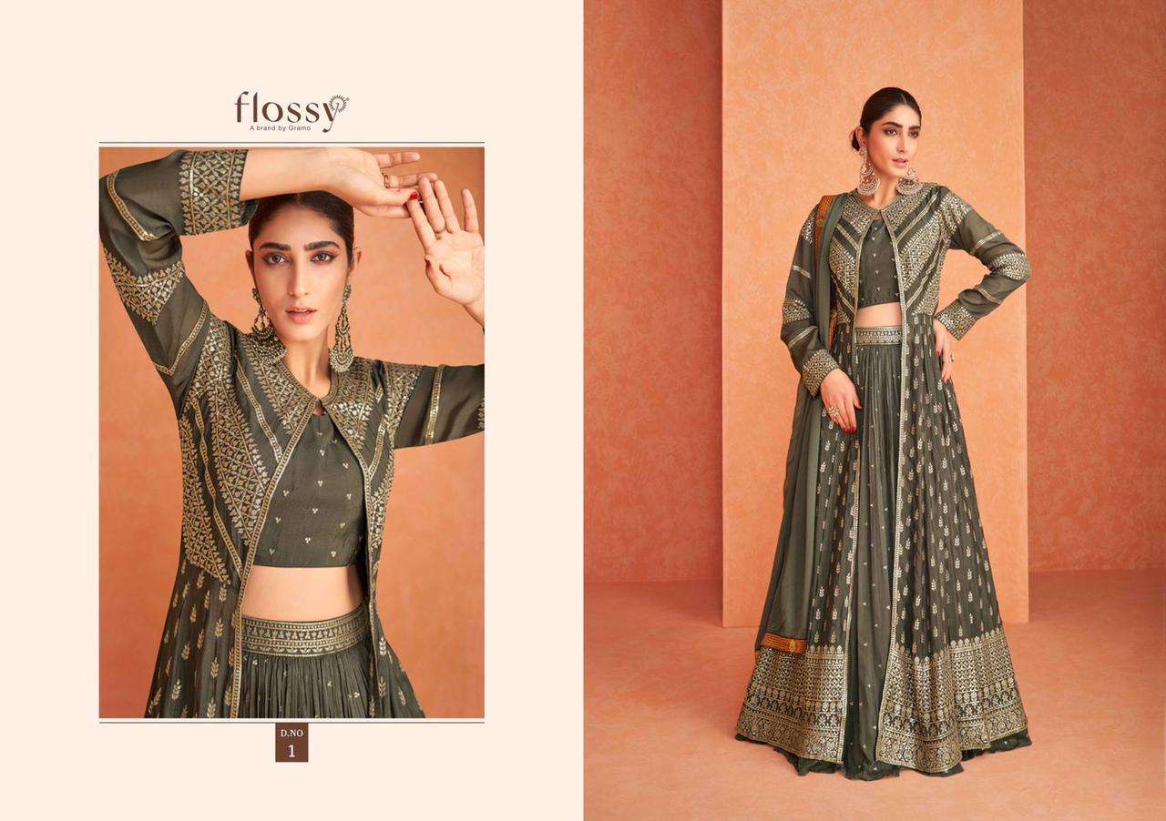 NAKSH VOL-1 BY FLOSSY 1 TO 4 SERIES BEAUTIFUL SUITS COLORFUL STYLISH FANCY CASUAL WEAR & ETHNIC WEAR REAL GEORGETTE EMBROIDERED DRESSES AT WHOLESALE PRICE