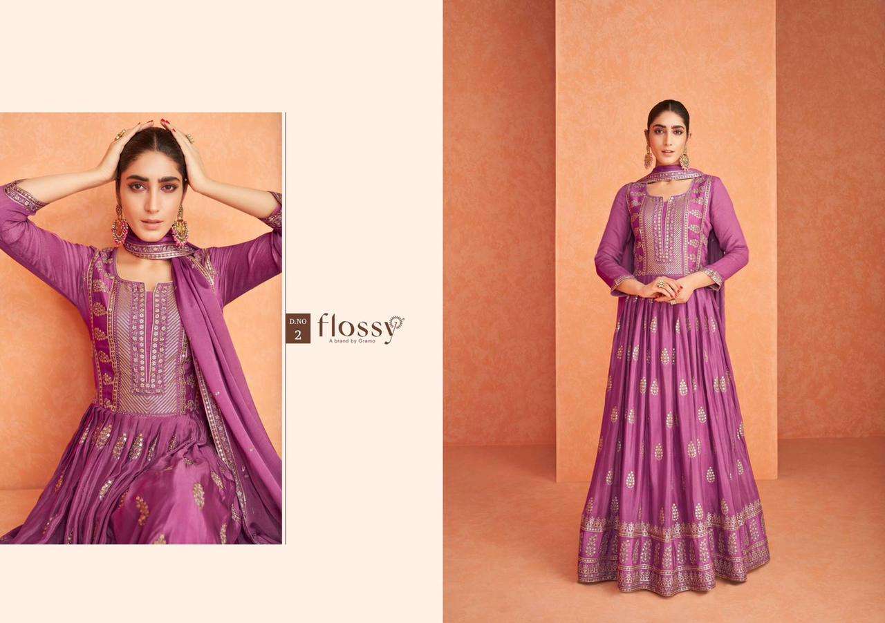 NAKSH VOL-1 BY FLOSSY 1 TO 4 SERIES BEAUTIFUL SUITS COLORFUL STYLISH FANCY CASUAL WEAR & ETHNIC WEAR REAL GEORGETTE EMBROIDERED DRESSES AT WHOLESALE PRICE