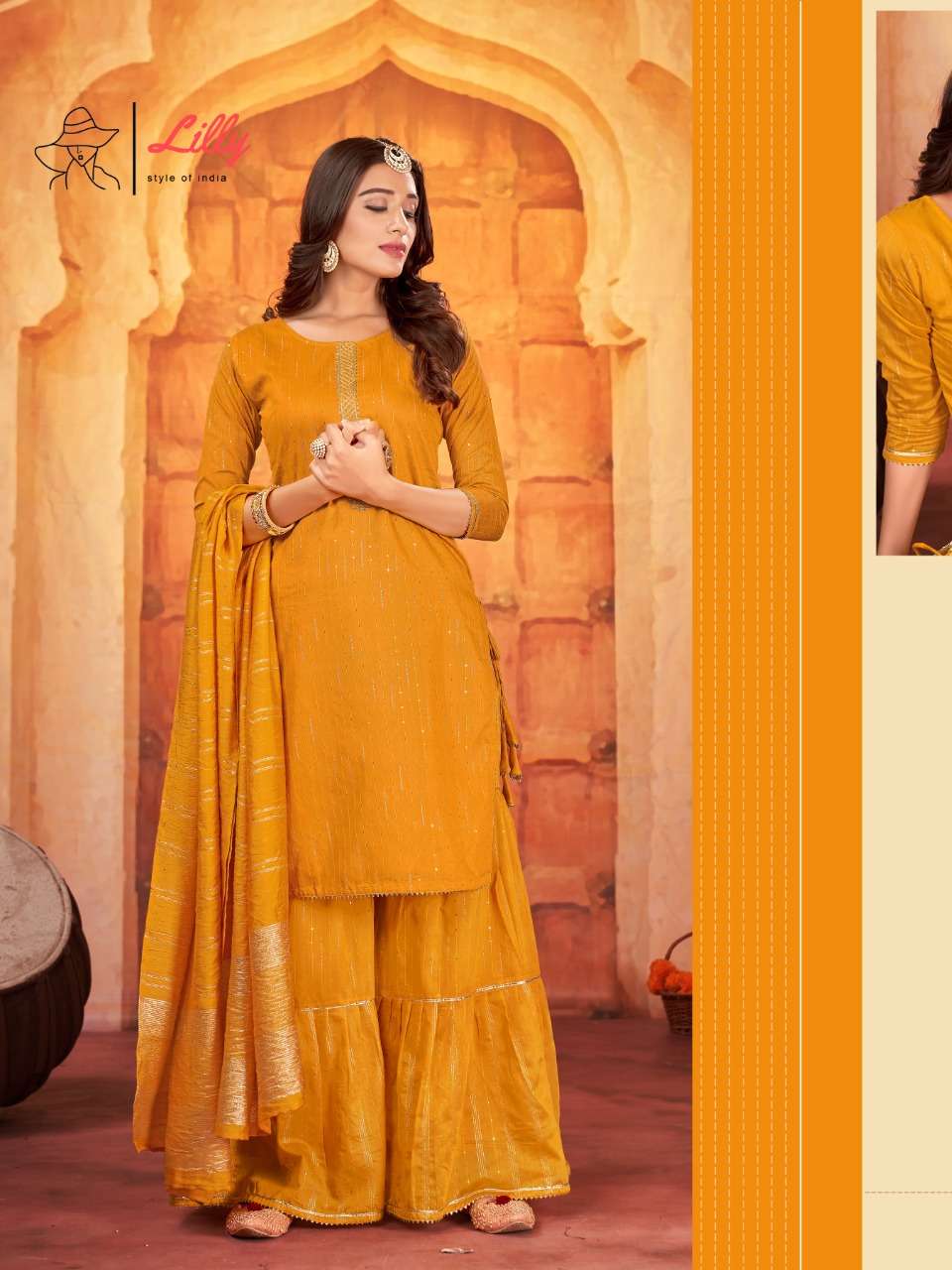 TARANG BY LILLY 1001 TO 1004 SERIES BEAUTIFUL SHARARA SUITS COLORFUL STYLISH FANCY CASUAL WEAR & ETHNIC WEAR VISCOSE CHANDERI DRESSES AT WHOLESALE PRICE