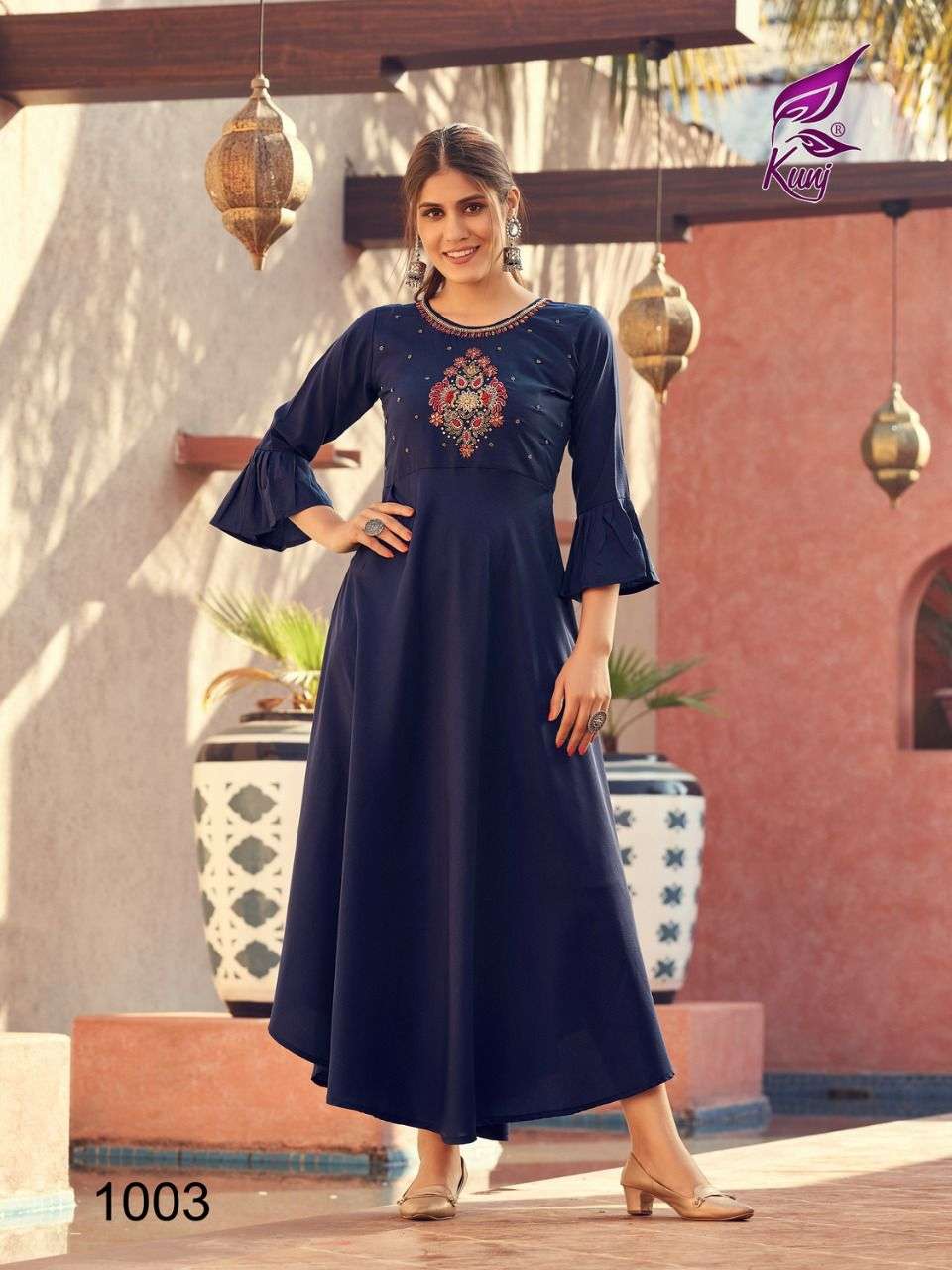 MASAK KALI VOL-1 BY KUNJ 1001 TO 1008 SERIES BEAUTIFUL STYLISH FANCY COLORFUL CASUAL WEAR & ETHNIC WEAR CHINNON SILK GOWNS AT WHOLESALE PRICE