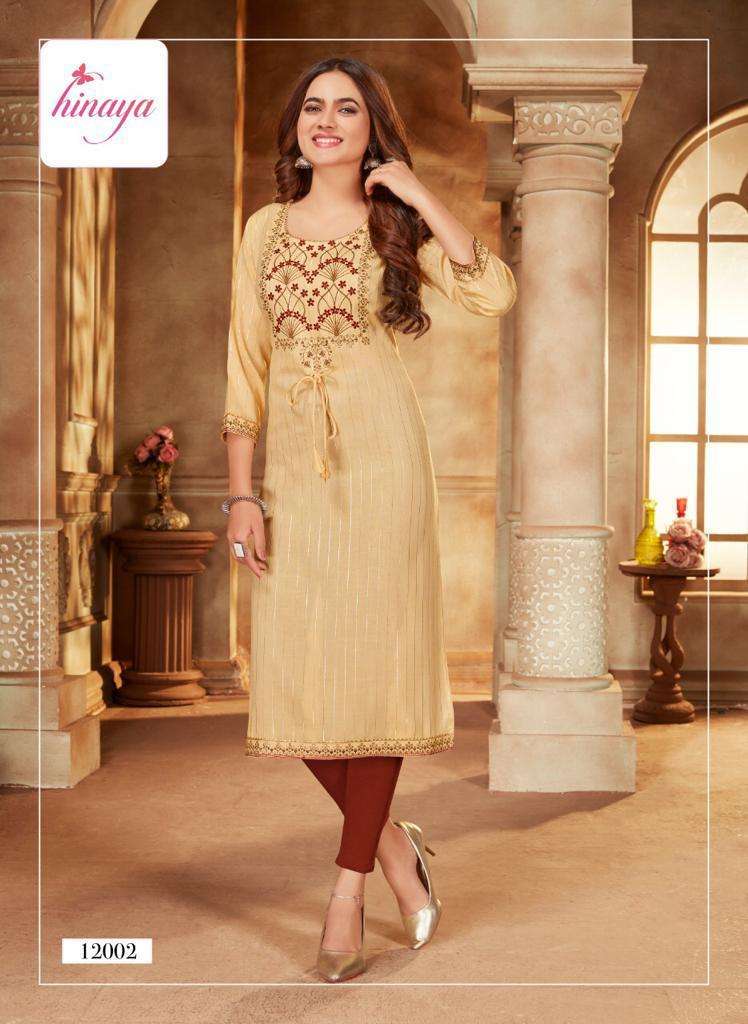 KAREENA VOL-4 BY HINAYA 4001 TO 4008 SERIES DESIGNER STYLISH FANCY COLORFUL BEAUTIFUL PARTY WEAR & ETHNIC WEAR COLLECTION RAYON EMBROIDERY KURTIS AT WHOLESALE PRICE
