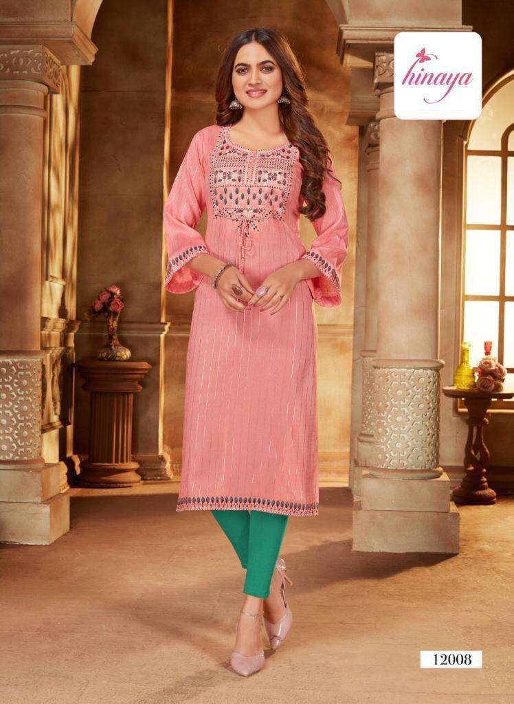 KAREENA VOL-4 BY HINAYA 4001 TO 4008 SERIES DESIGNER STYLISH FANCY COLORFUL BEAUTIFUL PARTY WEAR & ETHNIC WEAR COLLECTION RAYON EMBROIDERY KURTIS AT WHOLESALE PRICE