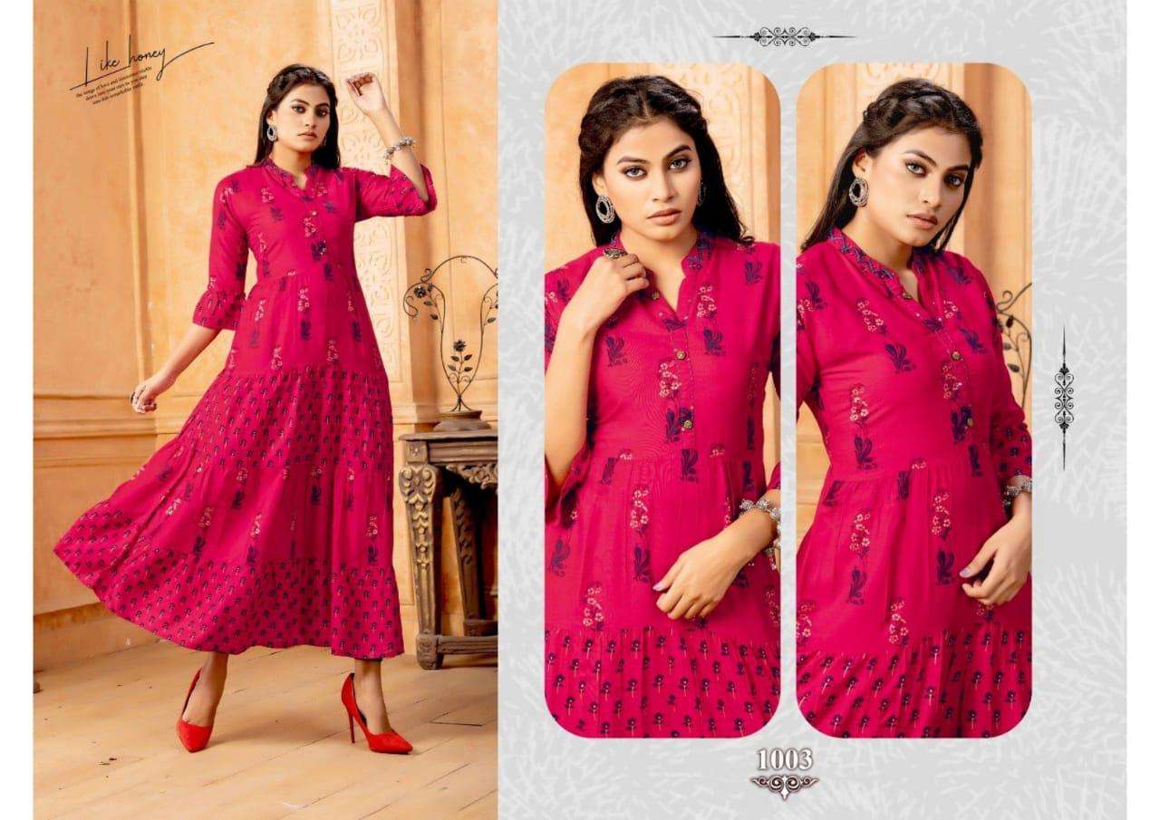 SHRUTI BY BEAUTY QUEEN 1001 TO 1008 SERIES DESIGNER STYLISH FANCY COLORFUL BEAUTIFUL PARTY WEAR & ETHNIC WEAR COLLECTION RAYON FOIL PRINT KURTIS AT WHOLESALE PRICE
