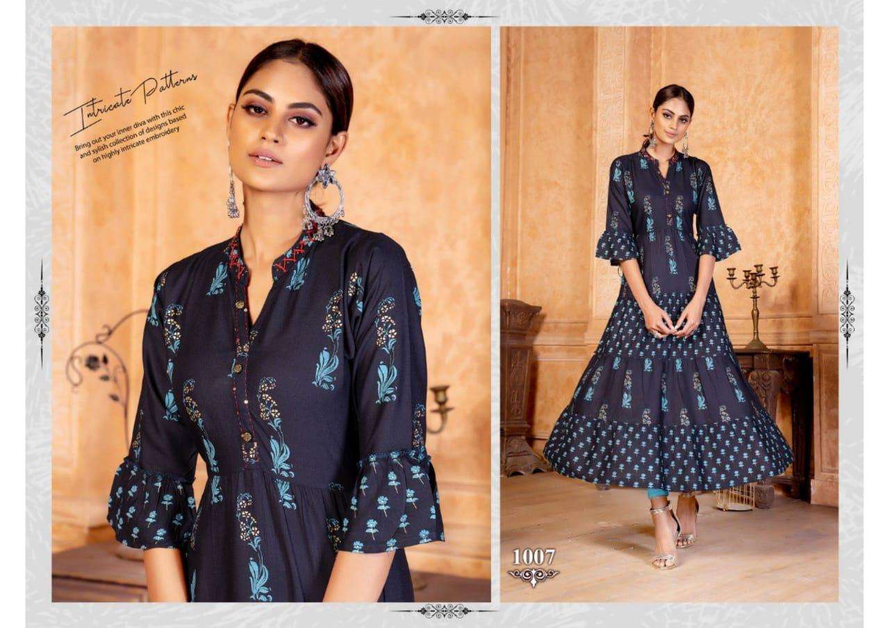 SHRUTI BY BEAUTY QUEEN 1001 TO 1008 SERIES DESIGNER STYLISH FANCY COLORFUL BEAUTIFUL PARTY WEAR & ETHNIC WEAR COLLECTION RAYON FOIL PRINT KURTIS AT WHOLESALE PRICE