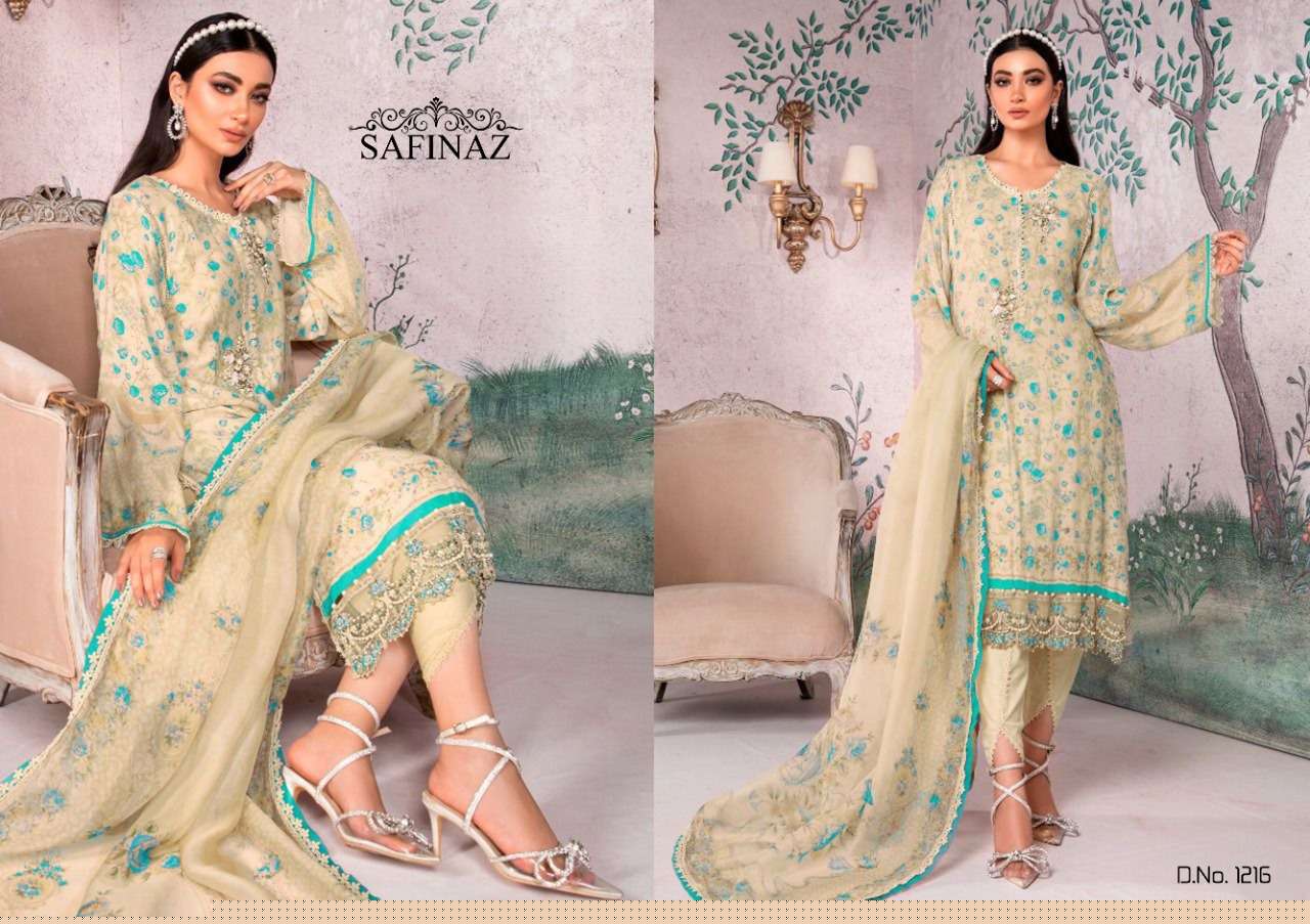 MARIA.B. VOL-8 BY SAFINAZ 1213 TO 1216 SERIES PAKISTANI WEAR COLLECTION BEAUTIFUL STYLISH FANCY COLORFUL PARTY WEAR & OCCASIONAL WEAR PURE COTTON LAWN WITH EMBROIDERED DRESSES AT WHOLESALE PRICE