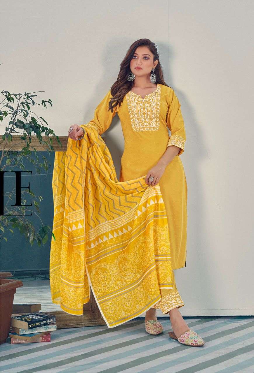 GLAMOROUS BY RIYA DESIGNER 1001 TO 1006 SERIES BEAUTIFUL SUITS COLORFUL STYLISH FANCY CASUAL WEAR & ETHNIC WEAR CHINNON WITH WORK DRESSES AT WHOLESALE PRICE