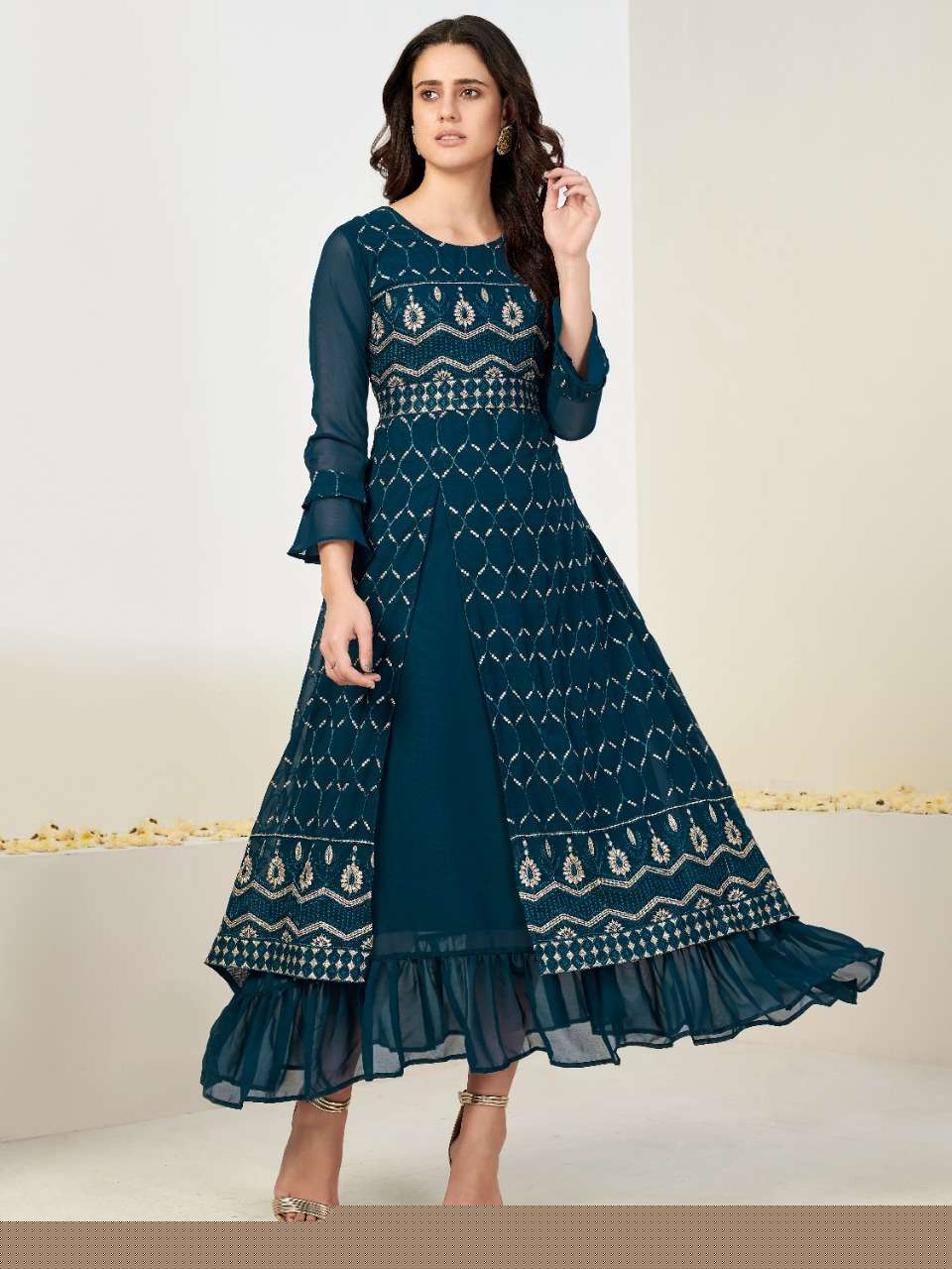 KURTIS VOL-1 BY SHEE STAR 101 TO 103 SERIES DESIGNER STYLISH FANCY COLORFUL BEAUTIFUL PARTY WEAR & ETHNIC WEAR COLLECTION GEORGETTE WITH WORK KURTIS AT WHOLESALE PRICE