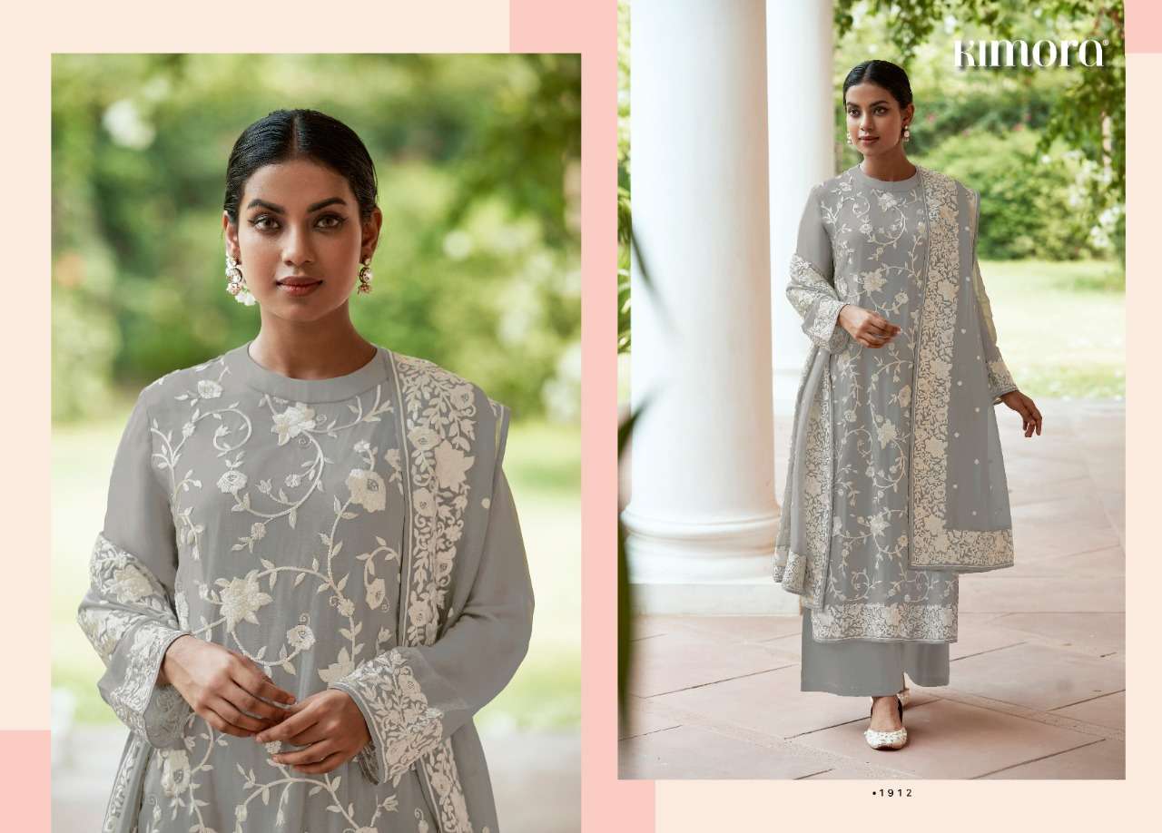 GHAZAL BY KIMORA FASHION 1911 TO 1918 SERIES BEAUTIFUL STYLISH SHARARA SUITS FANCY COLORFUL CASUAL WEAR & ETHNIC WEAR & READY TO WEAR PURE ORGANZA EMBROIDERED DRESSES AT WHOLESALE PRICE