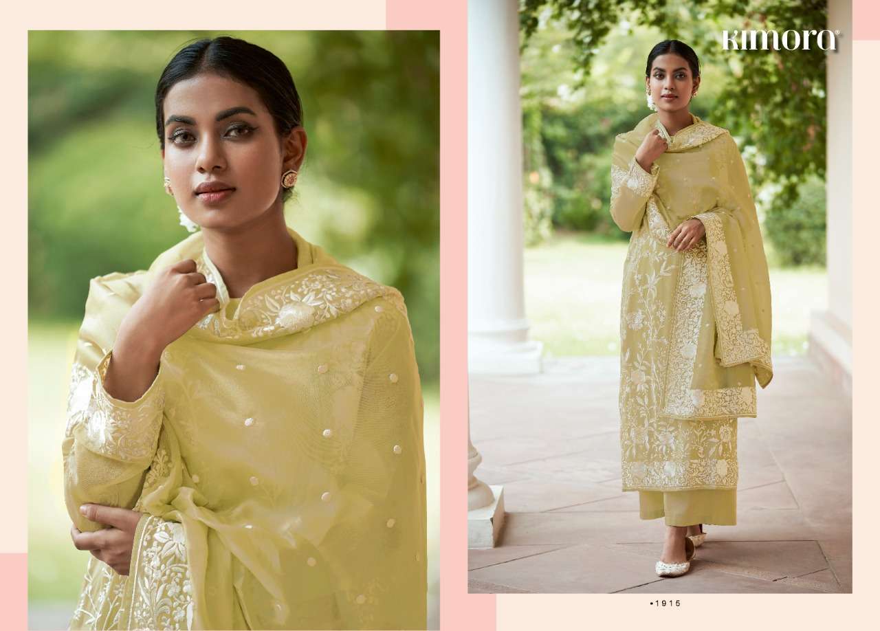 GHAZAL BY KIMORA FASHION 1911 TO 1918 SERIES BEAUTIFUL STYLISH SHARARA SUITS FANCY COLORFUL CASUAL WEAR & ETHNIC WEAR & READY TO WEAR PURE ORGANZA EMBROIDERED DRESSES AT WHOLESALE PRICE