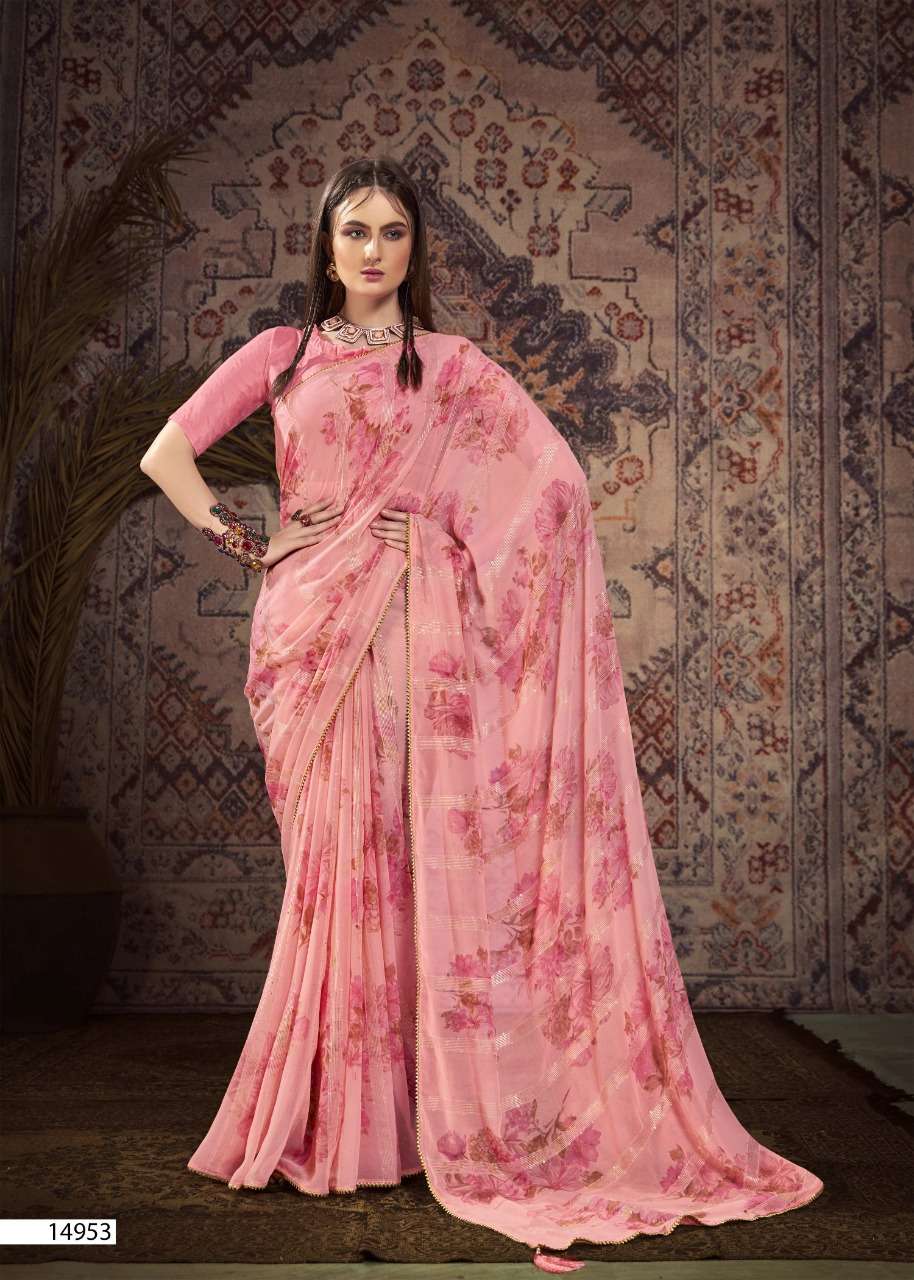 GEHRAIYAAN BY VALLABHI PRINTS 14951 TO 14958 SERIES INDIAN TRADITIONAL WEAR COLLECTION BEAUTIFUL STYLISH FANCY COLORFUL PARTY WEAR & OCCASIONAL WEAR GEORGETTE PRINT SAREES AT WHOLESALE PRICE