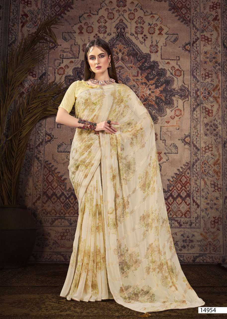 GEHRAIYAAN BY VALLABHI PRINTS 14951 TO 14958 SERIES INDIAN TRADITIONAL WEAR COLLECTION BEAUTIFUL STYLISH FANCY COLORFUL PARTY WEAR & OCCASIONAL WEAR GEORGETTE PRINT SAREES AT WHOLESALE PRICE