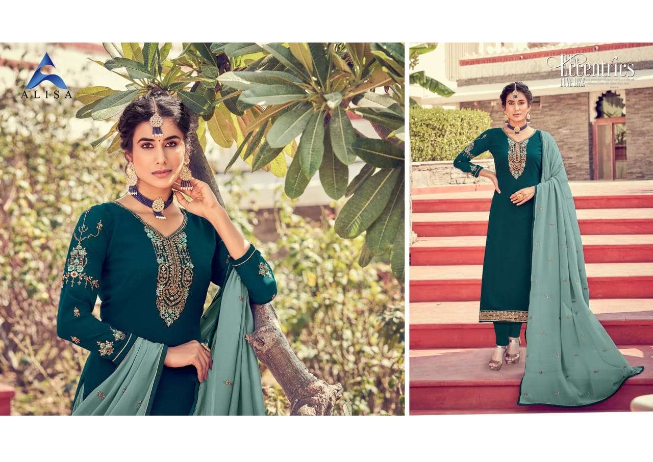 KIARA VOL-8 BY ALISA 7301 TO 7306 SERIES BEAUTIFUL SUITS COLORFUL STYLISH FANCY CASUAL WEAR & ETHNIC WEAR PURE FAUX GEORGETTE DRESSES AT WHOLESALE PRICE