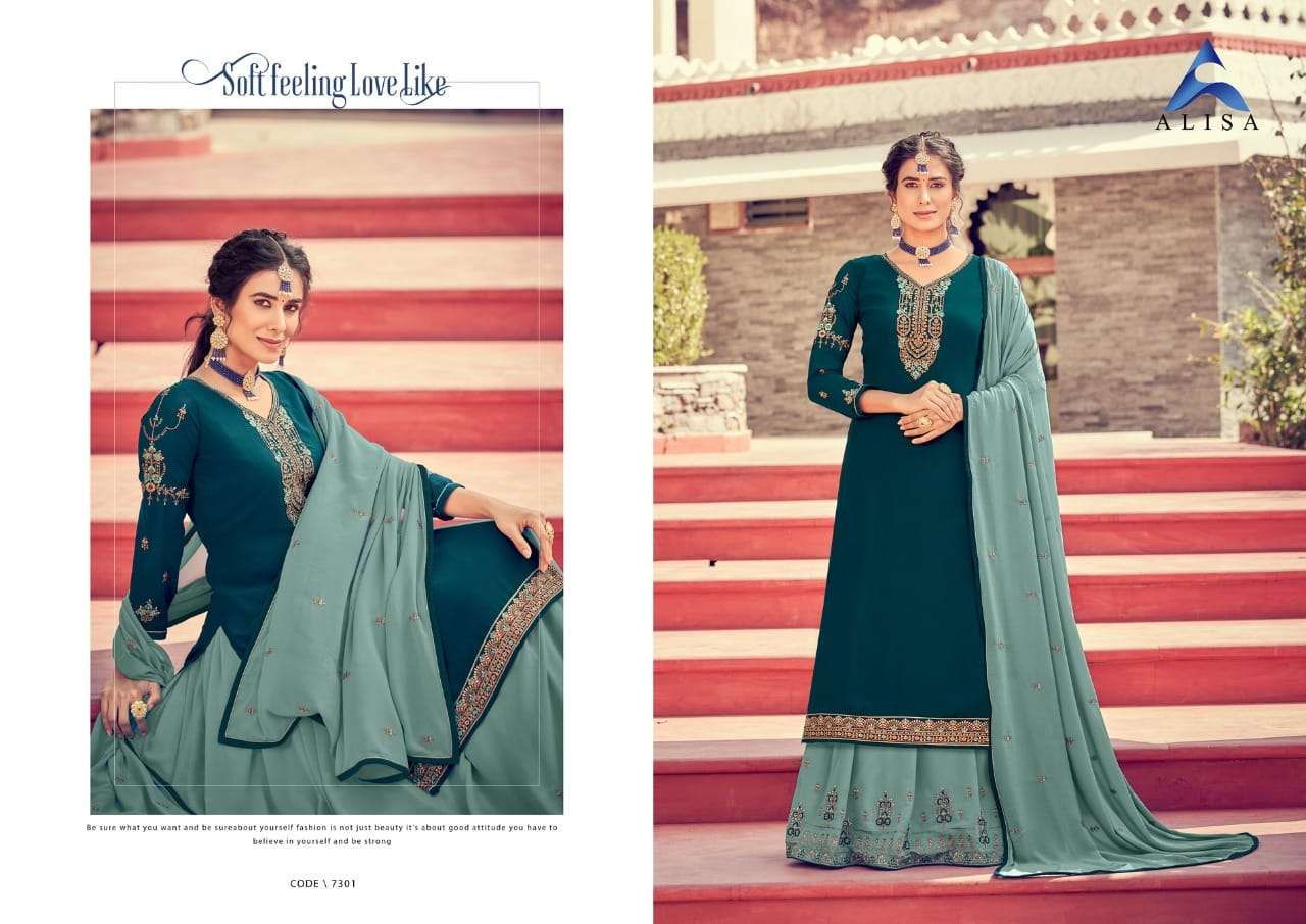 KIARA VOL-8 BY ALISA 7301 TO 7306 SERIES BEAUTIFUL SUITS COLORFUL STYLISH FANCY CASUAL WEAR & ETHNIC WEAR PURE FAUX GEORGETTE DRESSES AT WHOLESALE PRICE