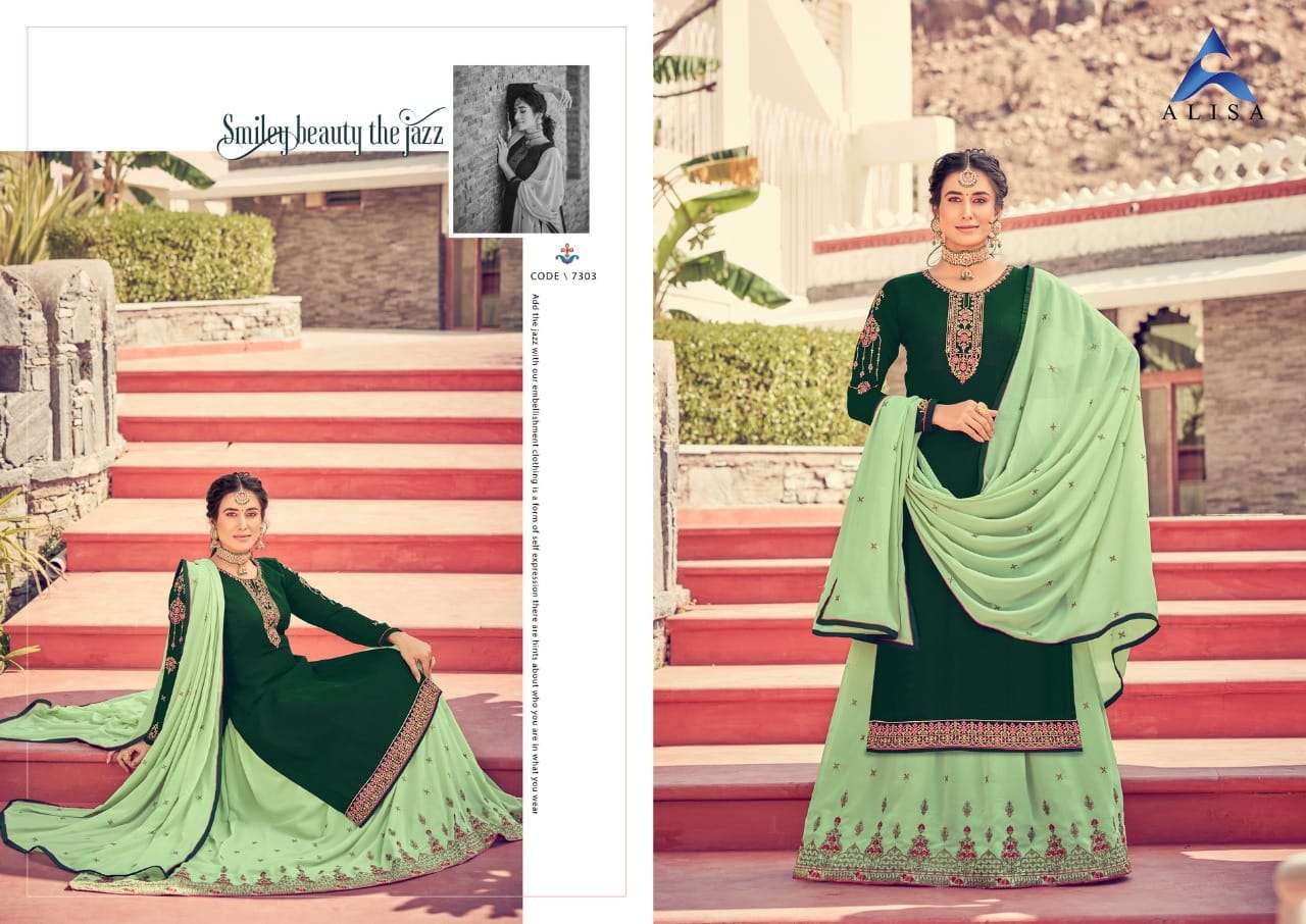 KIARA VOL-8 BY ALISA 7301 TO 7306 SERIES BEAUTIFUL SUITS COLORFUL STYLISH FANCY CASUAL WEAR & ETHNIC WEAR PURE FAUX GEORGETTE DRESSES AT WHOLESALE PRICE