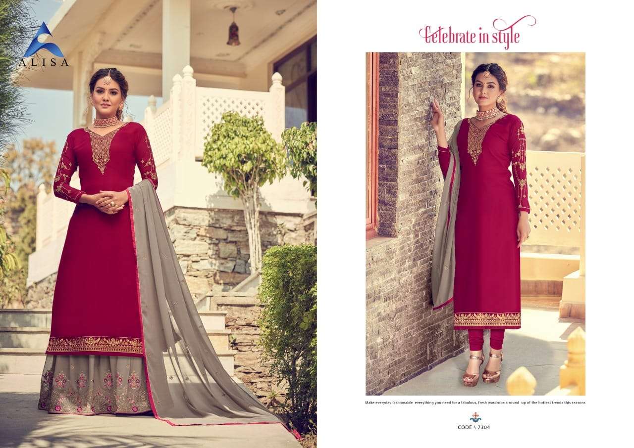 KIARA VOL-8 BY ALISA 7301 TO 7306 SERIES BEAUTIFUL SUITS COLORFUL STYLISH FANCY CASUAL WEAR & ETHNIC WEAR PURE FAUX GEORGETTE DRESSES AT WHOLESALE PRICE
