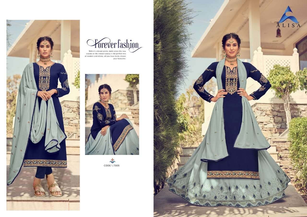 KIARA VOL-8 BY ALISA 7301 TO 7306 SERIES BEAUTIFUL SUITS COLORFUL STYLISH FANCY CASUAL WEAR & ETHNIC WEAR PURE FAUX GEORGETTE DRESSES AT WHOLESALE PRICE