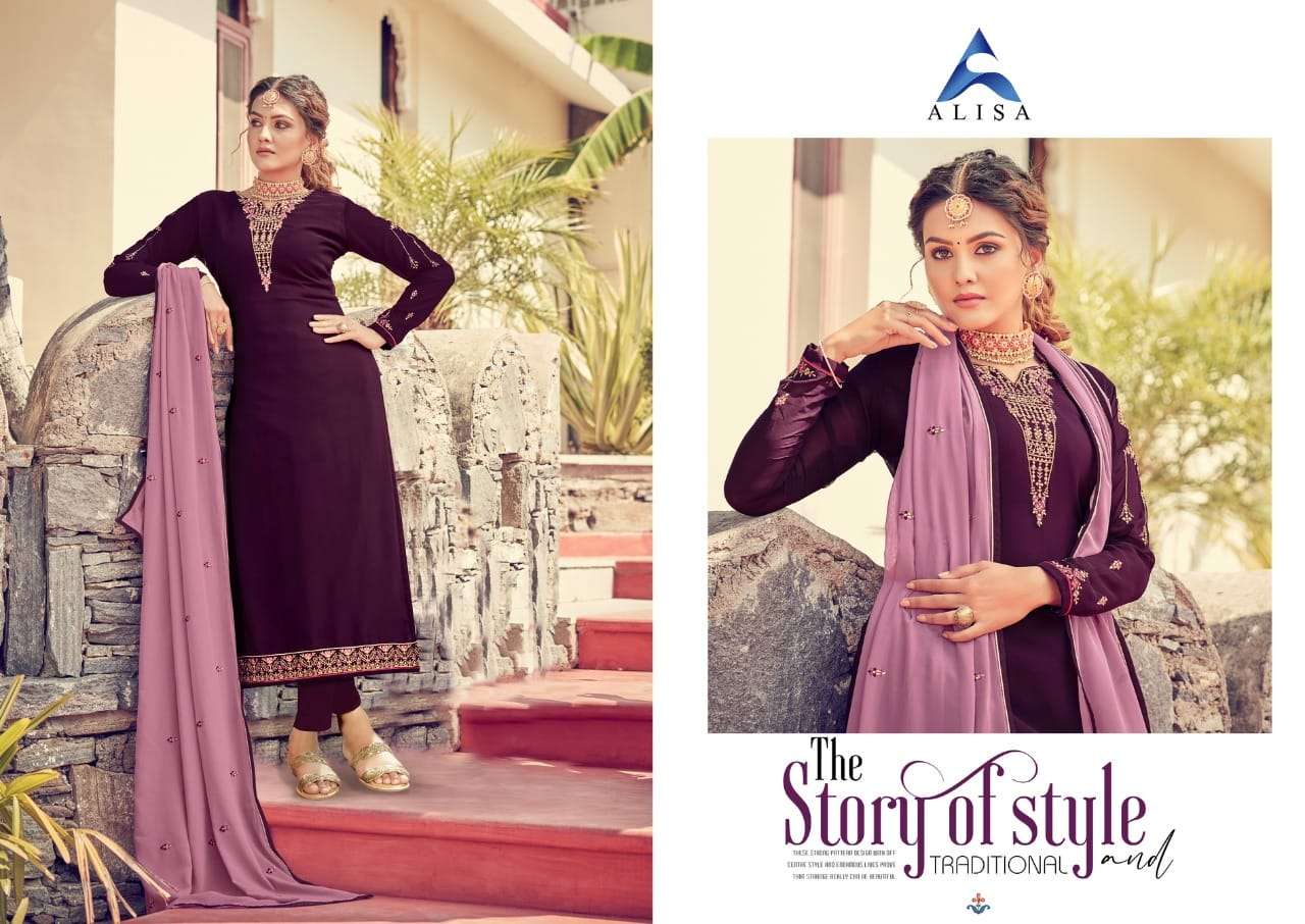 KIARA VOL-8 BY ALISA 7301 TO 7306 SERIES BEAUTIFUL SUITS COLORFUL STYLISH FANCY CASUAL WEAR & ETHNIC WEAR PURE FAUX GEORGETTE DRESSES AT WHOLESALE PRICE
