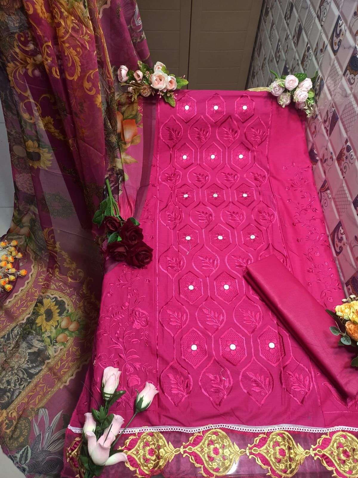MAHE NOOR GOLD NX BY KAARA SUITS DESIGNER PAKISTANI SUITS BEAUTIFUL STYLISH FANCY COLORFUL PARTY WEAR & OCCASIONAL WEAR PURE COTTON EMBROIDERY DRESSES AT WHOLESALE PRICE
